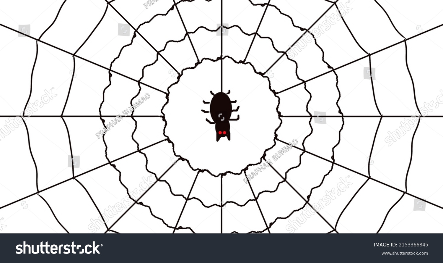 Spider Weaving Spider Web Black White Stock Vector (royalty Free 