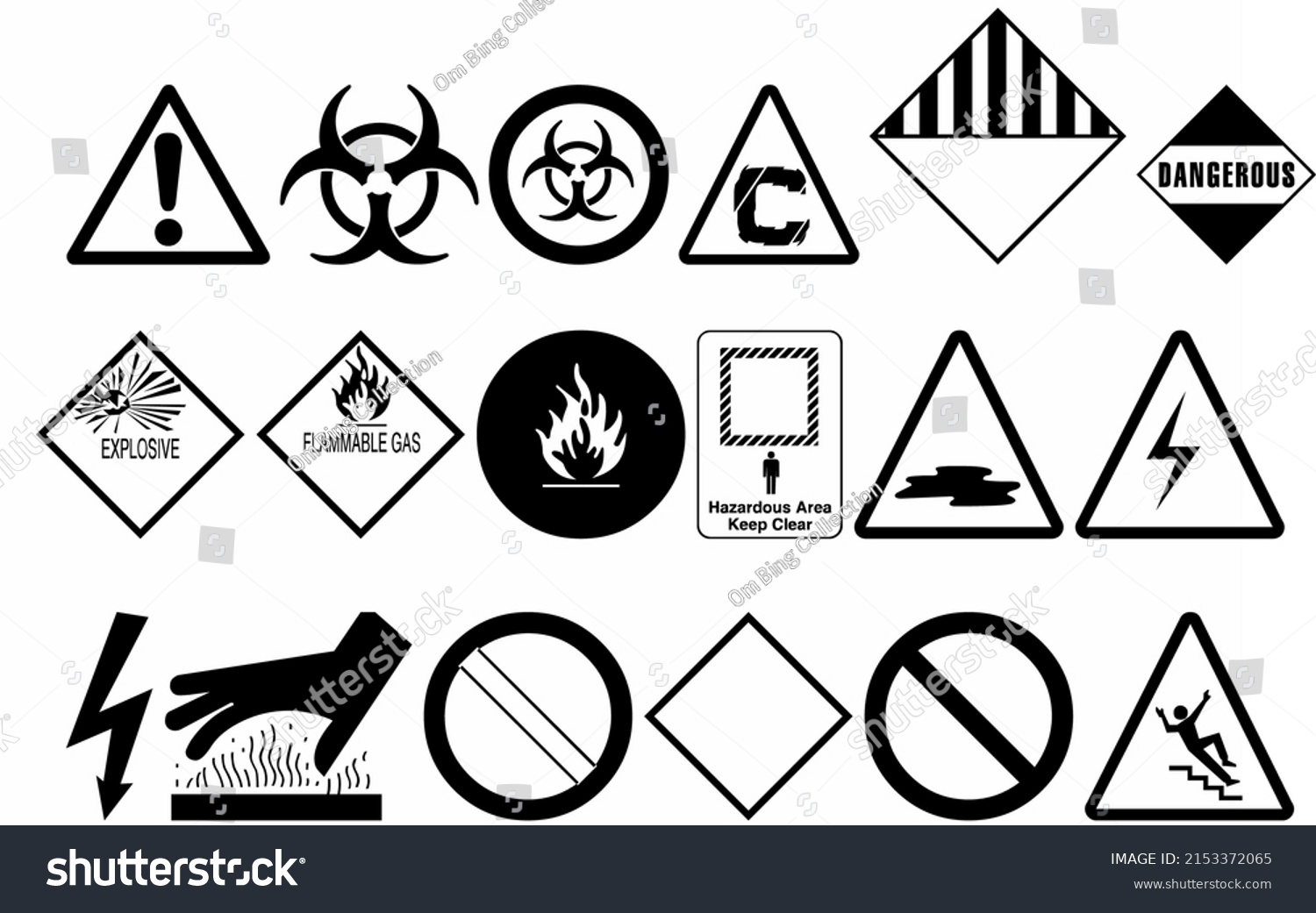 Hazard Sign Black White Vector Stock Vector (royalty Free) 2153372065 