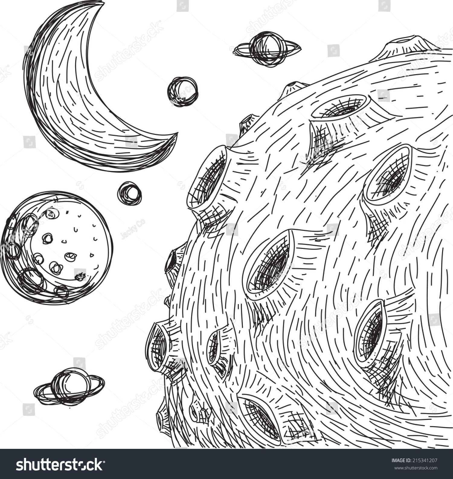 Луна с кратерами рисунок