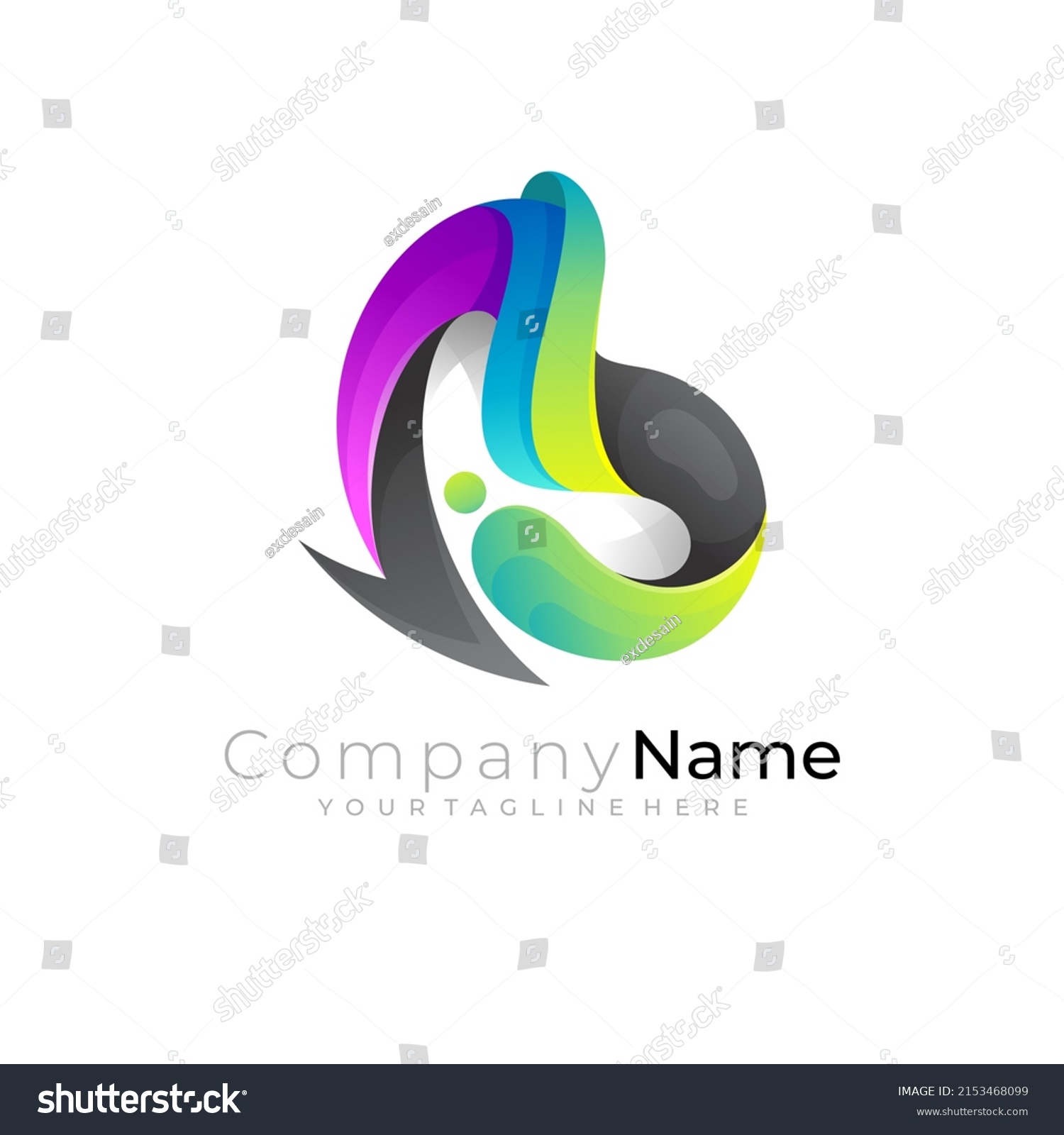 Letter B Logo Design Colorful B Stock Vector (Royalty Free) 2153468099 ...