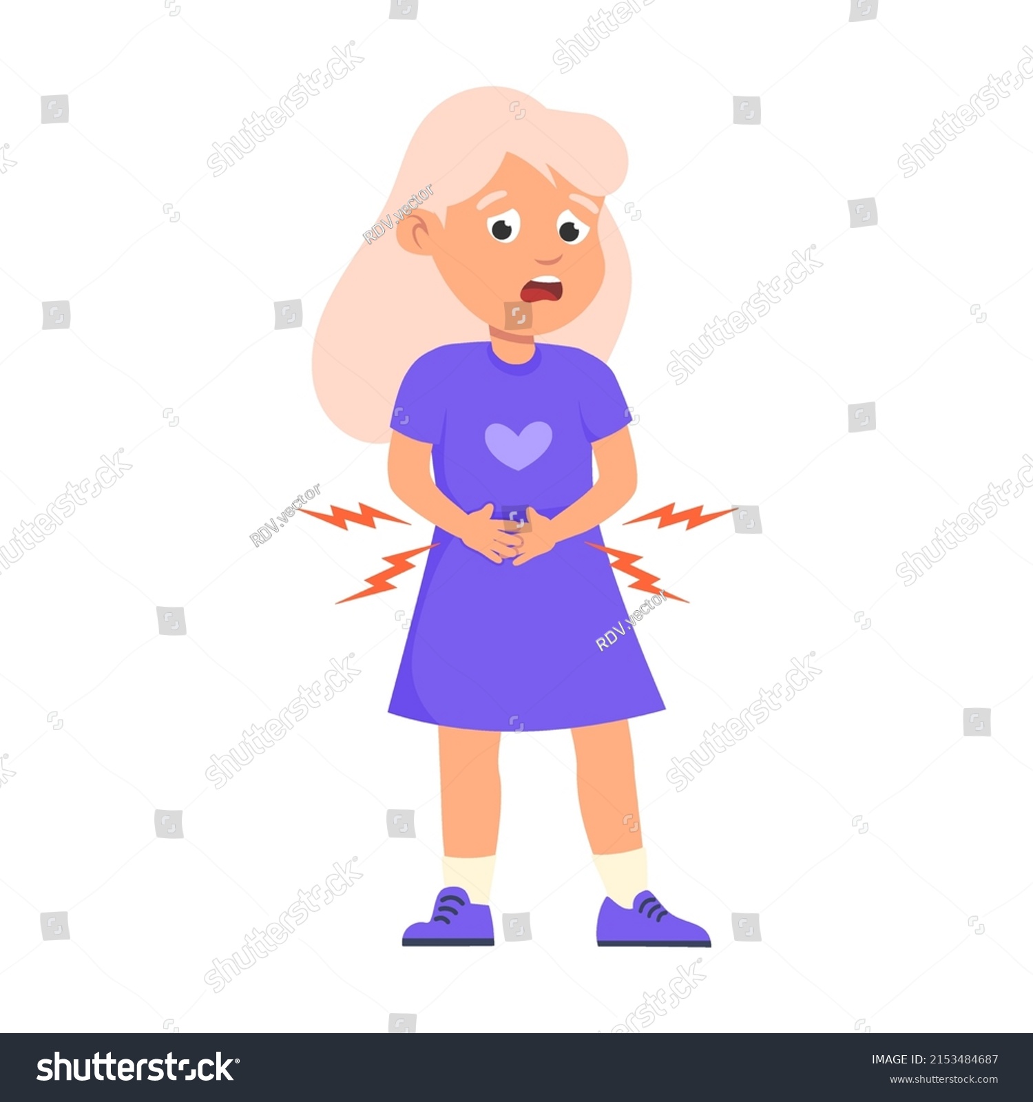 Girl Stomach Pain Cute Children Medical Stock Vector (Royalty Free ...