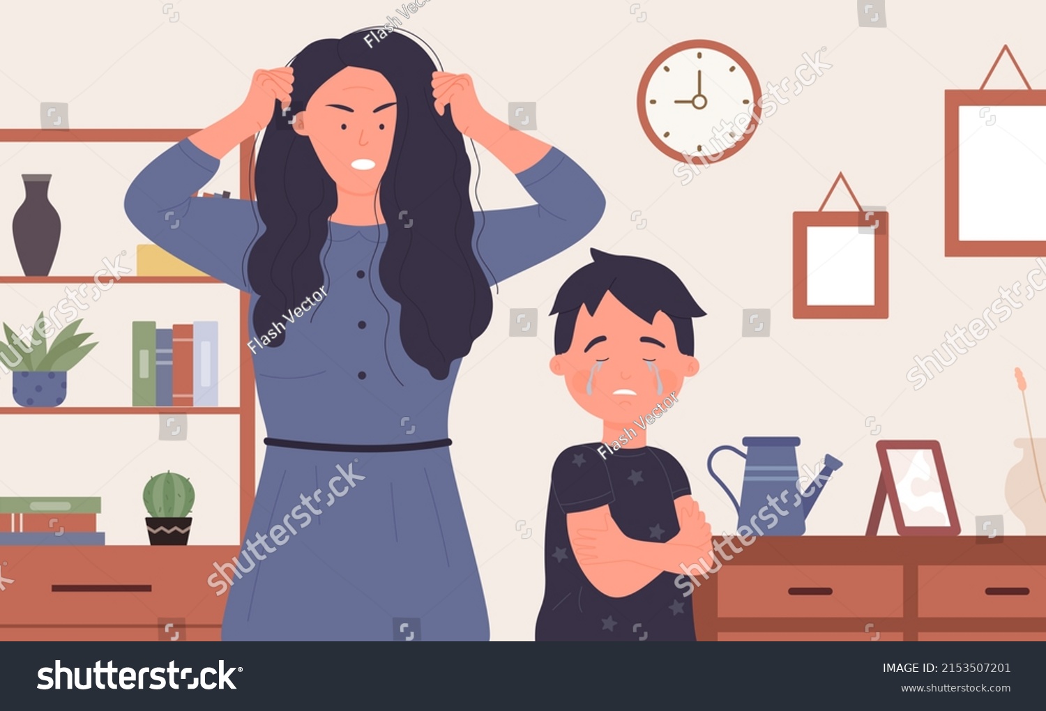 Family Abuse Illustration Cartoon Young Angry Stock Illustration ...