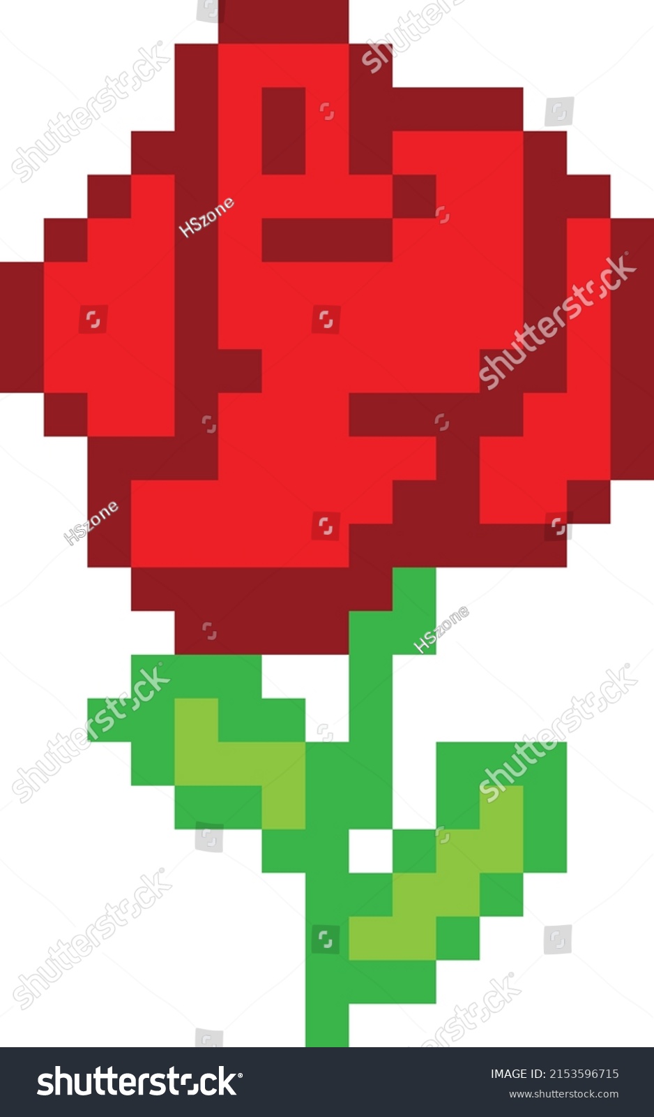 Rose Pixel Art Vector Illustration Rose Stock Vector (Royalty Free ...