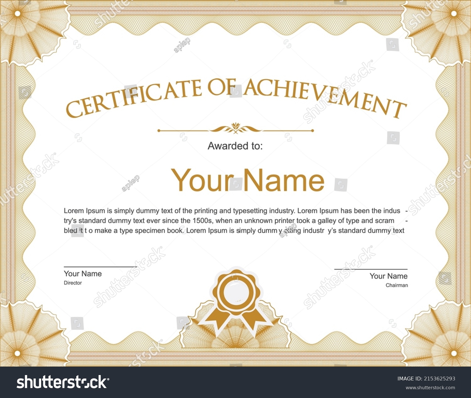 Certificate Achievement Template Vector Pink Outline Stock Vector 