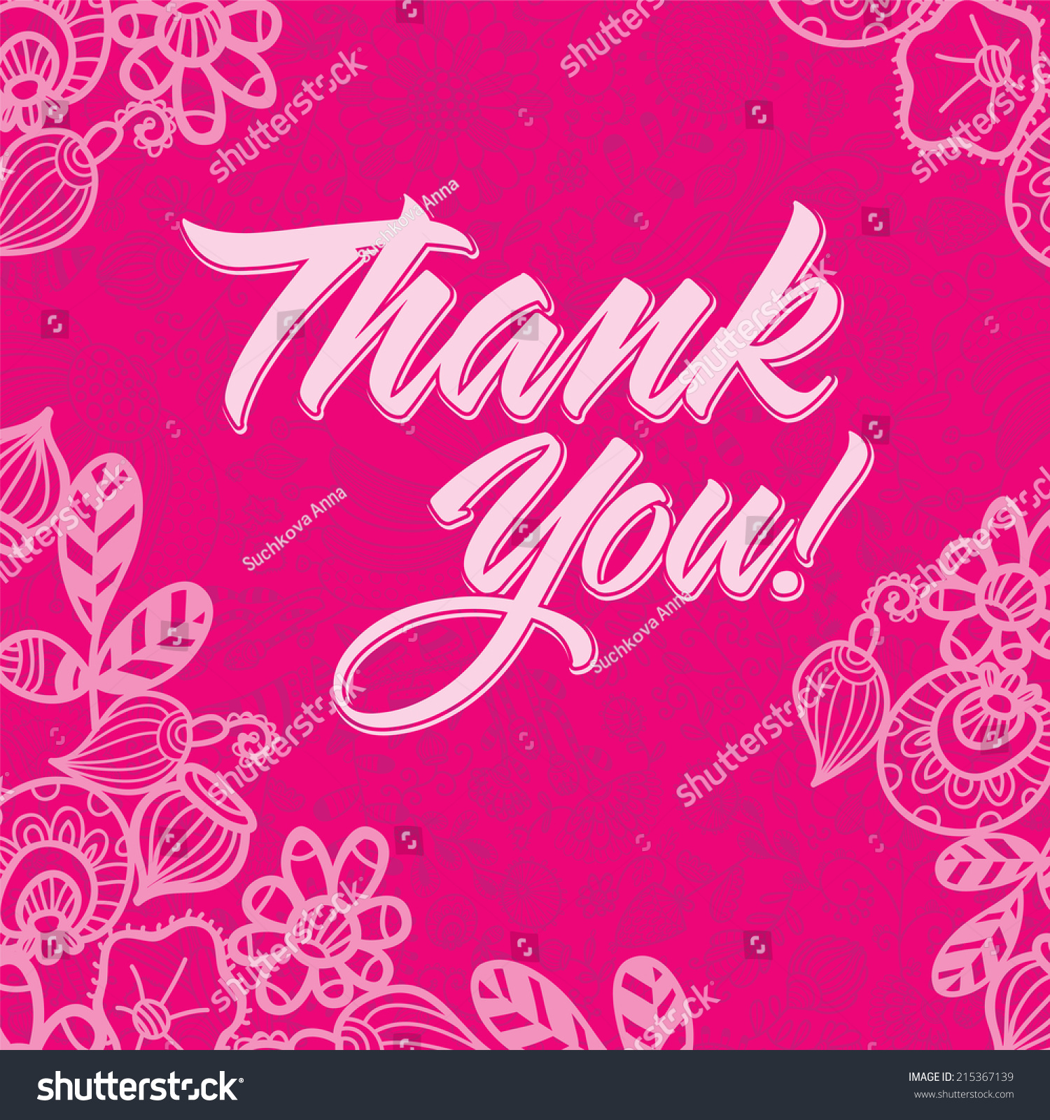 Thank You Pink Scarlet Card You Stock Vector (Royalty Free) 215367139 ...