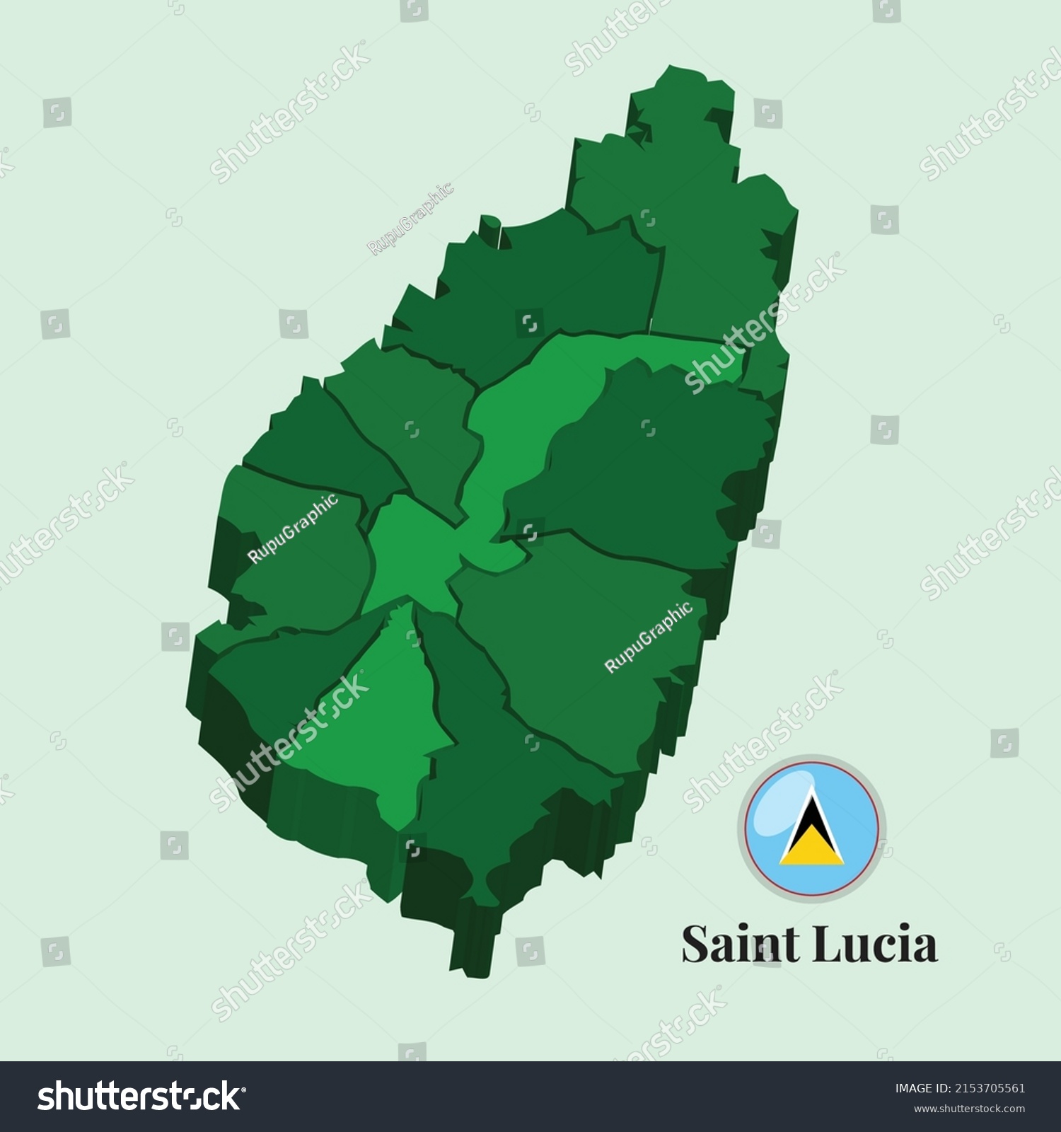 3d Map Saint Lucia Vector Illustration Stock Vector Royalty Free 2153705561 Shutterstock