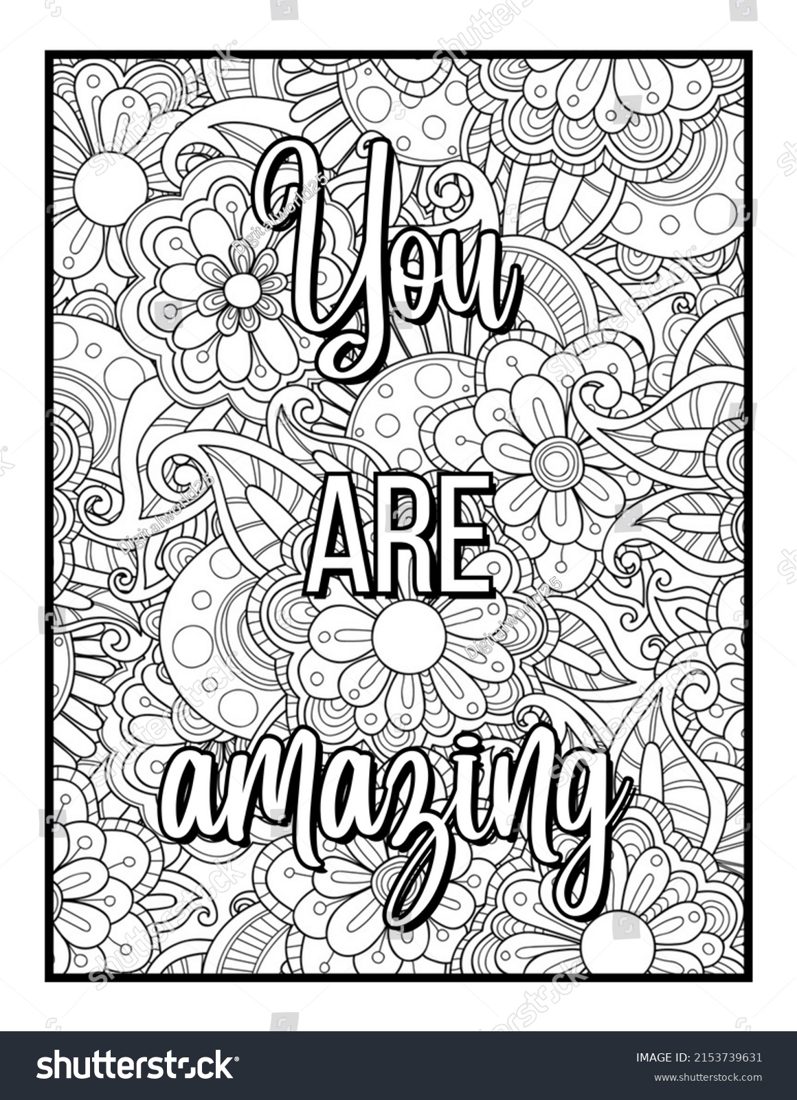 You Amazing Inspirational Coloring Page Stock Illustration 2153739631 ...