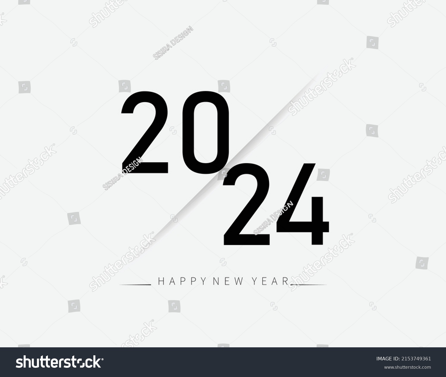 Número 2024 en fondo blanco. Diseño vector de stock (libre de regalías