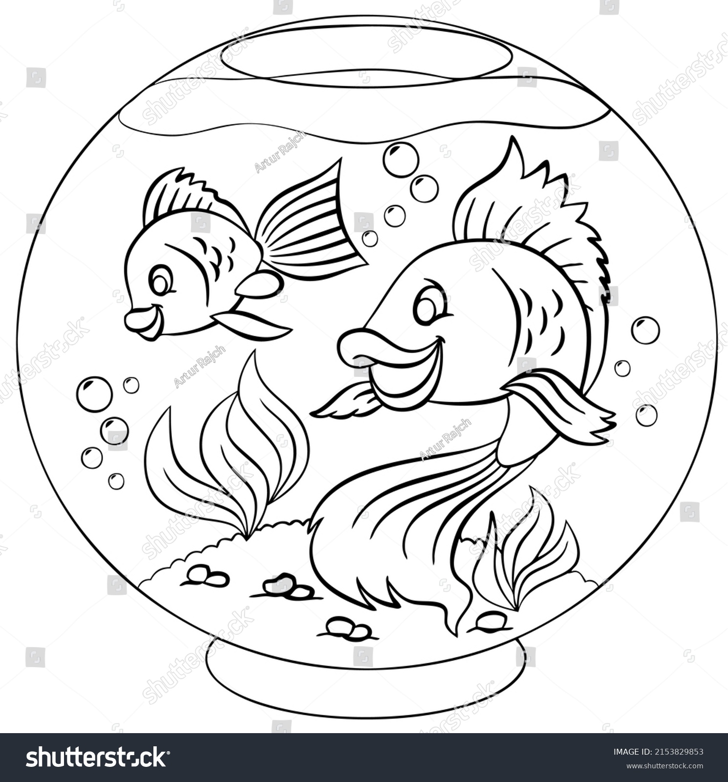 Goldfish Bowl Element Coloring Page Cartoon Stock Vector (Royalty Free ...