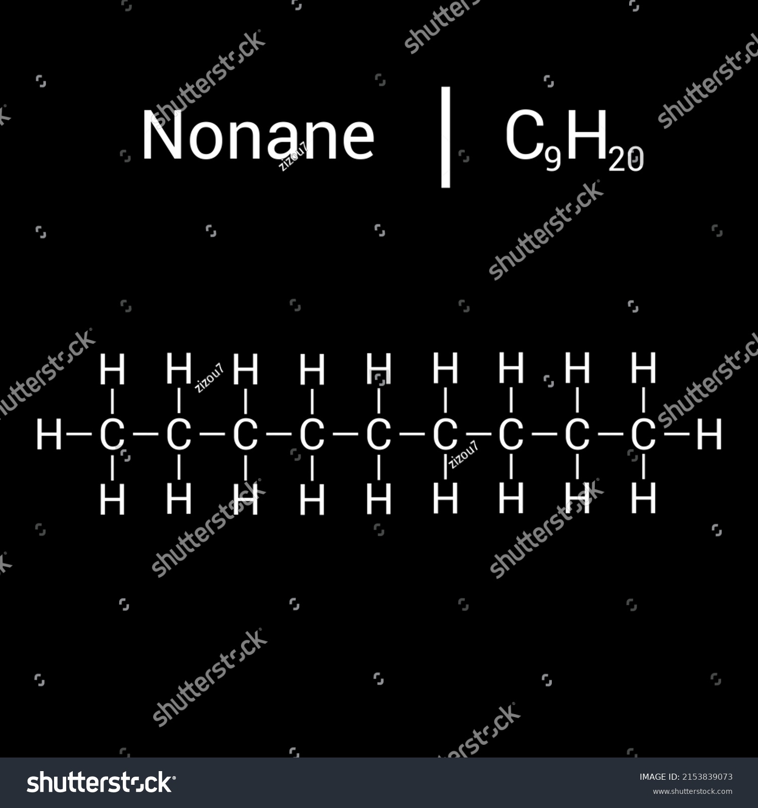 Chemical Structure Nonane C9h20 Stock Vector (Royalty Free) 2153839073 ...