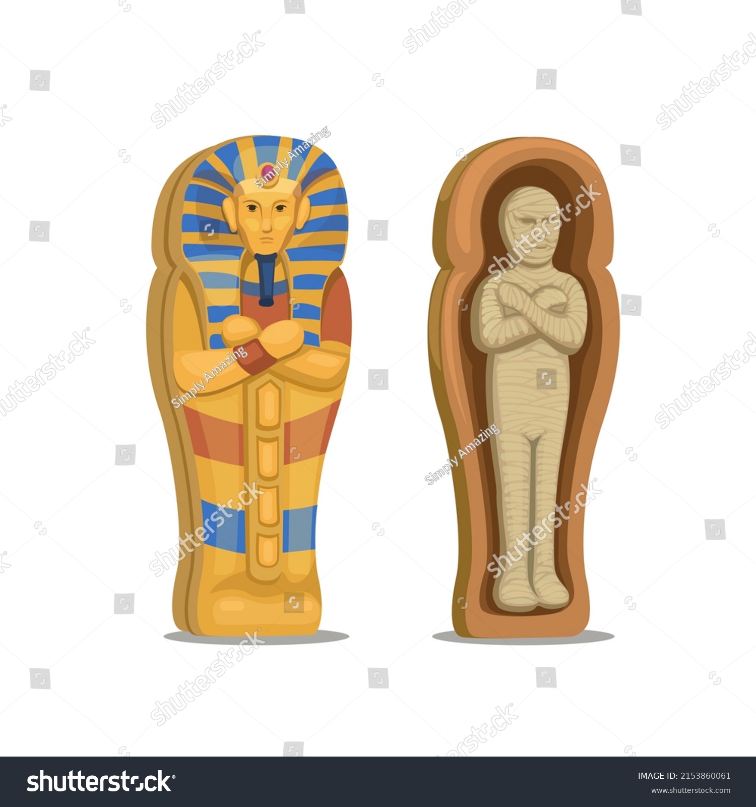 Mummy Corpse Coffin Figure Character Set Stock Vector (Royalty Free ...