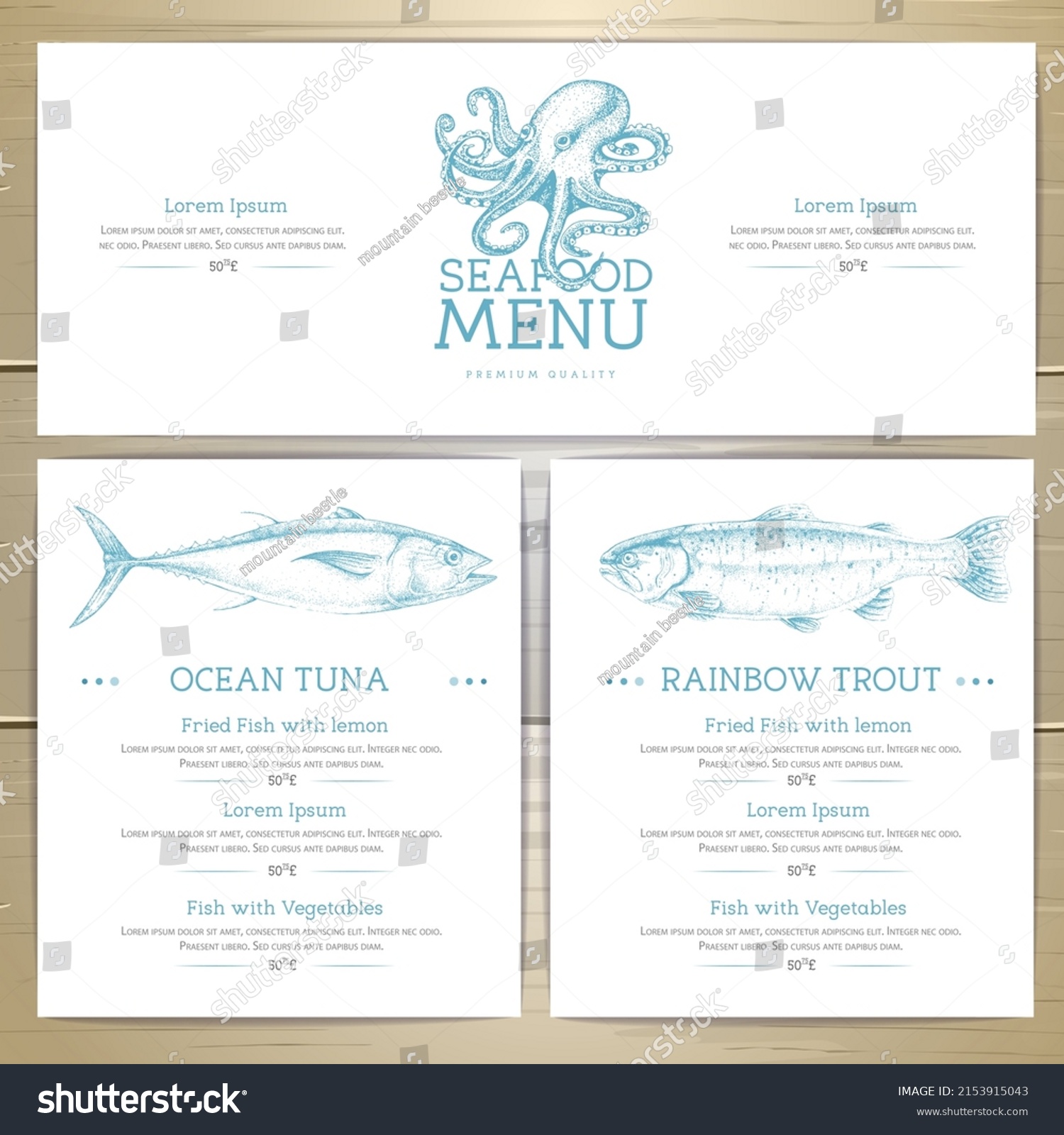 Seafood Restaurant Menu Design Hand Drawing Stock Vector (Royalty Free ...