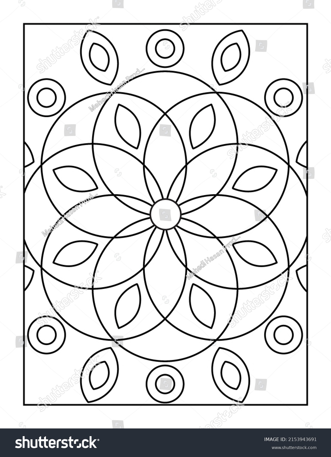 Mandala Coloring Page Kids Black Line Stock Illustration 2153943691 ...