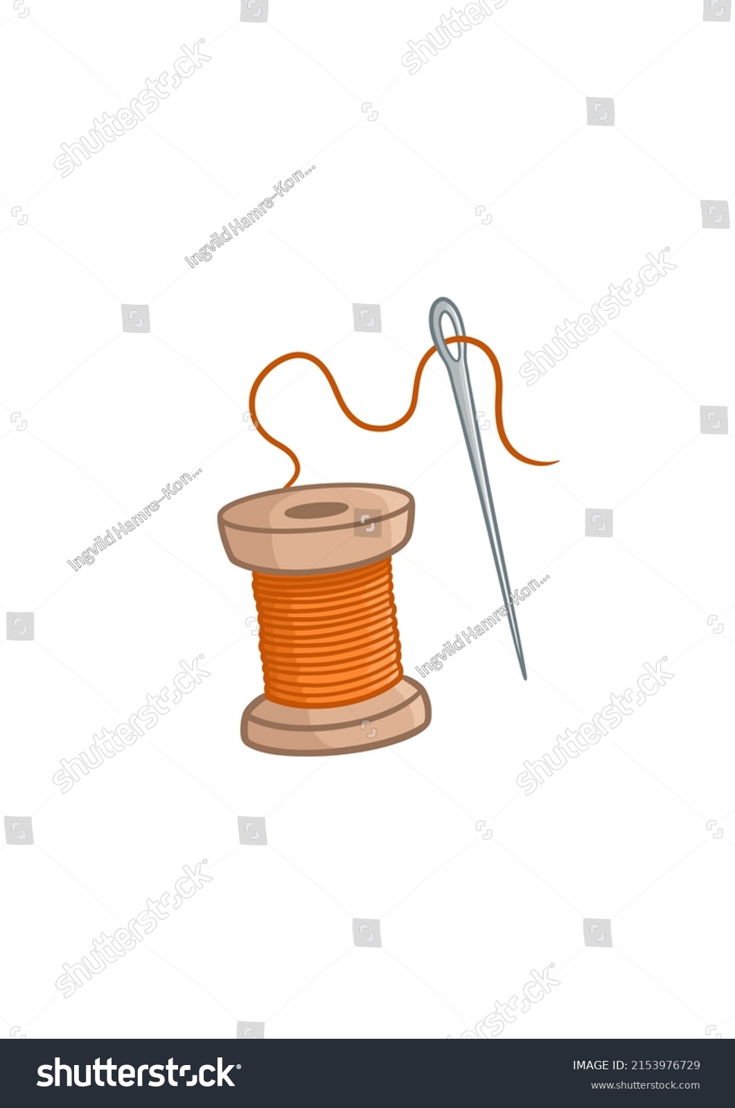 Spool Thread Sewing Needle Cartoon Illustration Stock Illustration ...