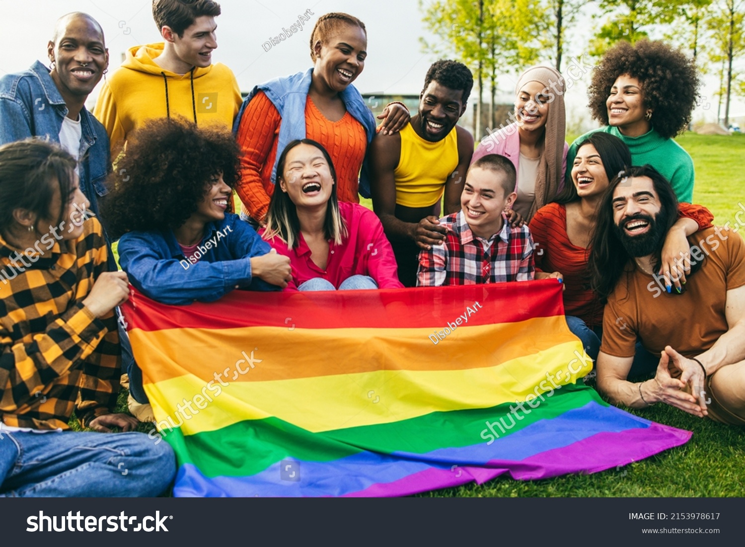 Diverse People Having Fun Holding Lgbt Stock Photo 2153978617 ...