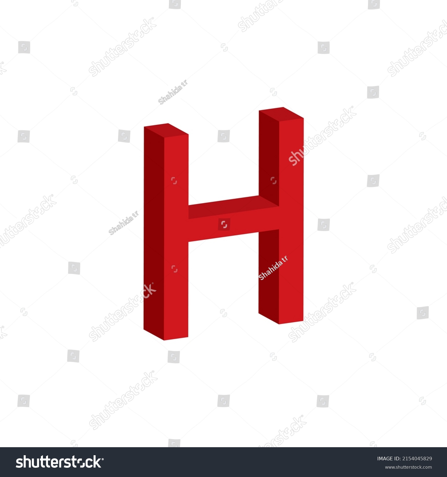 3d Red Letter H Isolated White Stock Vector (Royalty Free) 2154045829 ...