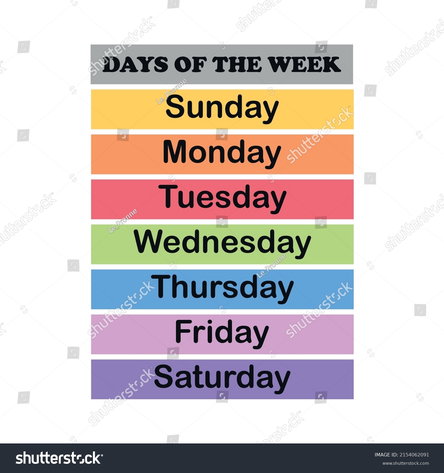 Days Week Elementary Education School Infographic Stock Vector (Royalty ...