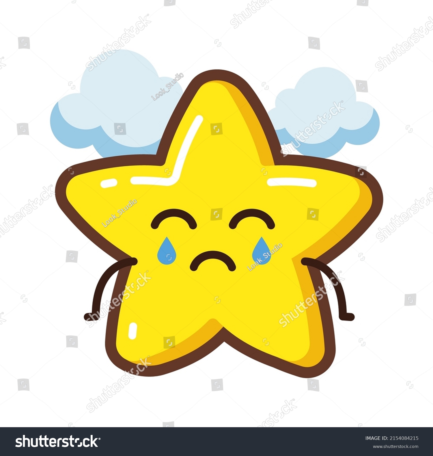 Cartoon Crying Star Character Vector Illustration Stock Vector (royalty 