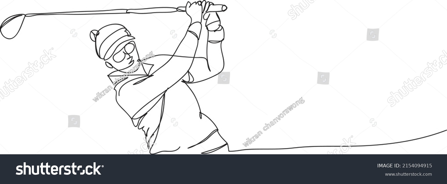 Golf Player Line Drawing Vector Illustration Stock Vector (Royalty Free ...