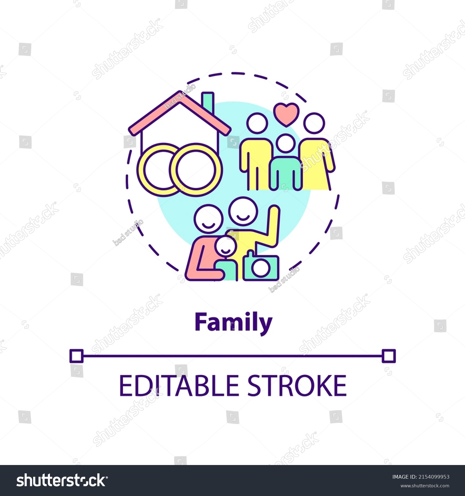 Stock Vector Family Concept Icon Group Of People Parents And Child Social Institution Abstract Idea Thin Line 2154099953 