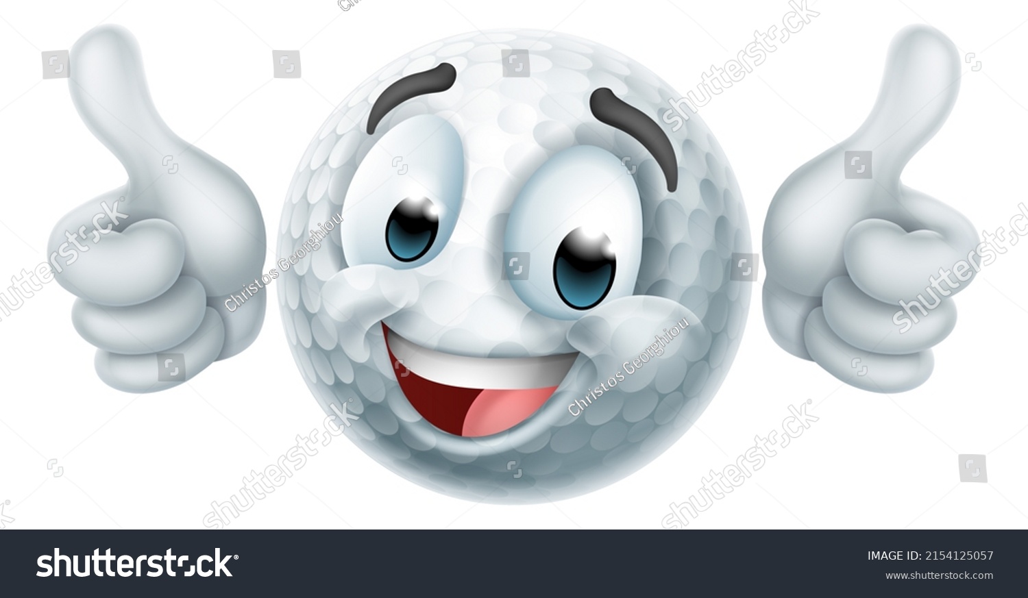 Golf Ball Emoticon Cartoon Face Icon Stock Illustration 2154125057 ...