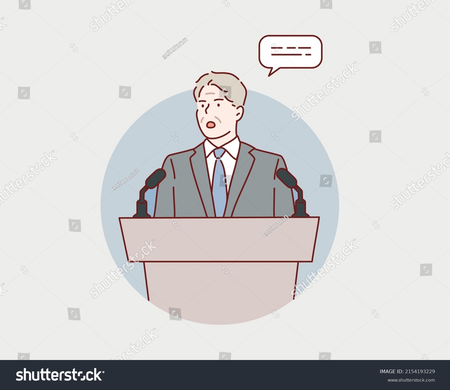 Businessman Politician Speaking Podium Hand Drawn Stock Vector (Royalty ...