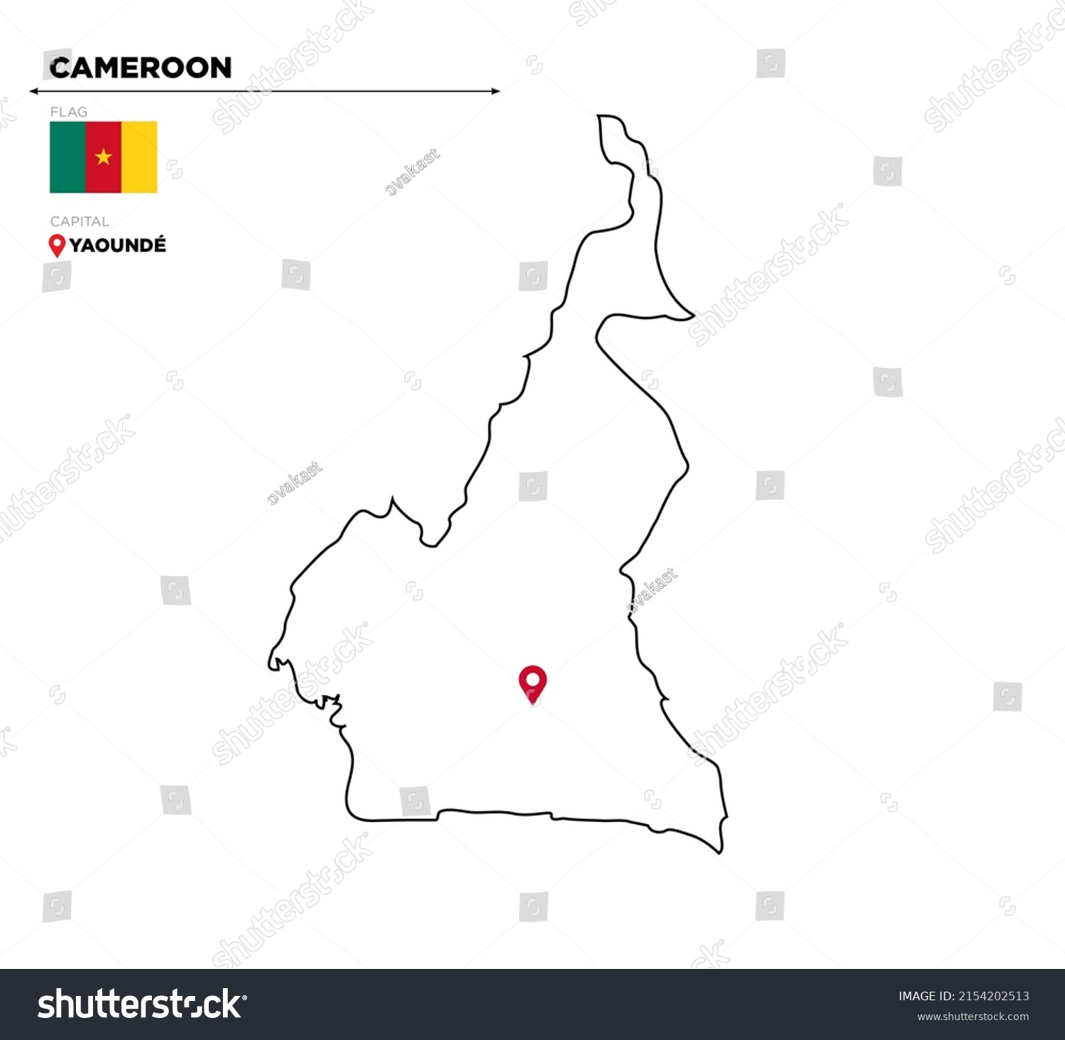 Cameroon Political Map Capital City Stock Illustration 2154202513 ...