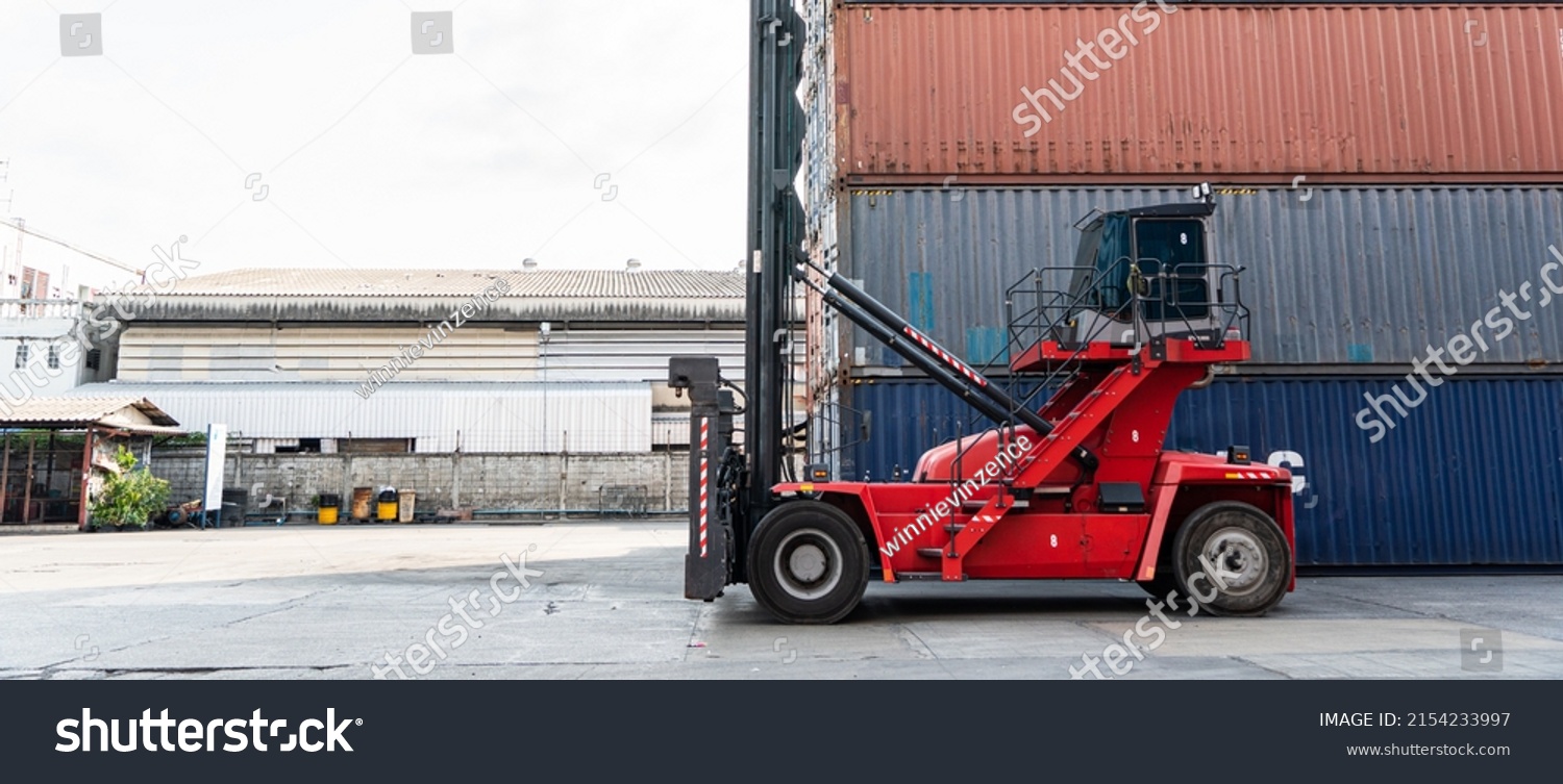 Background Forklift Truck Container Warehouse Preparing Stock Photo ...