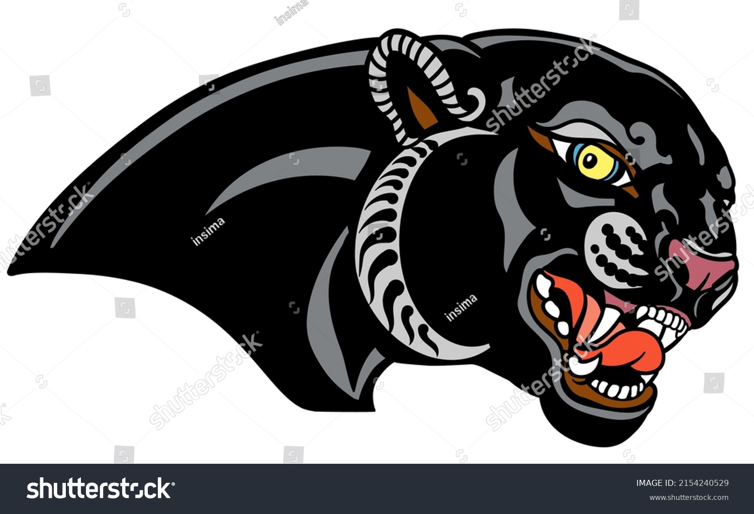 Head Roaring Panther Aggressive Black Leopard Stock Vector Royalty Free Shutterstock