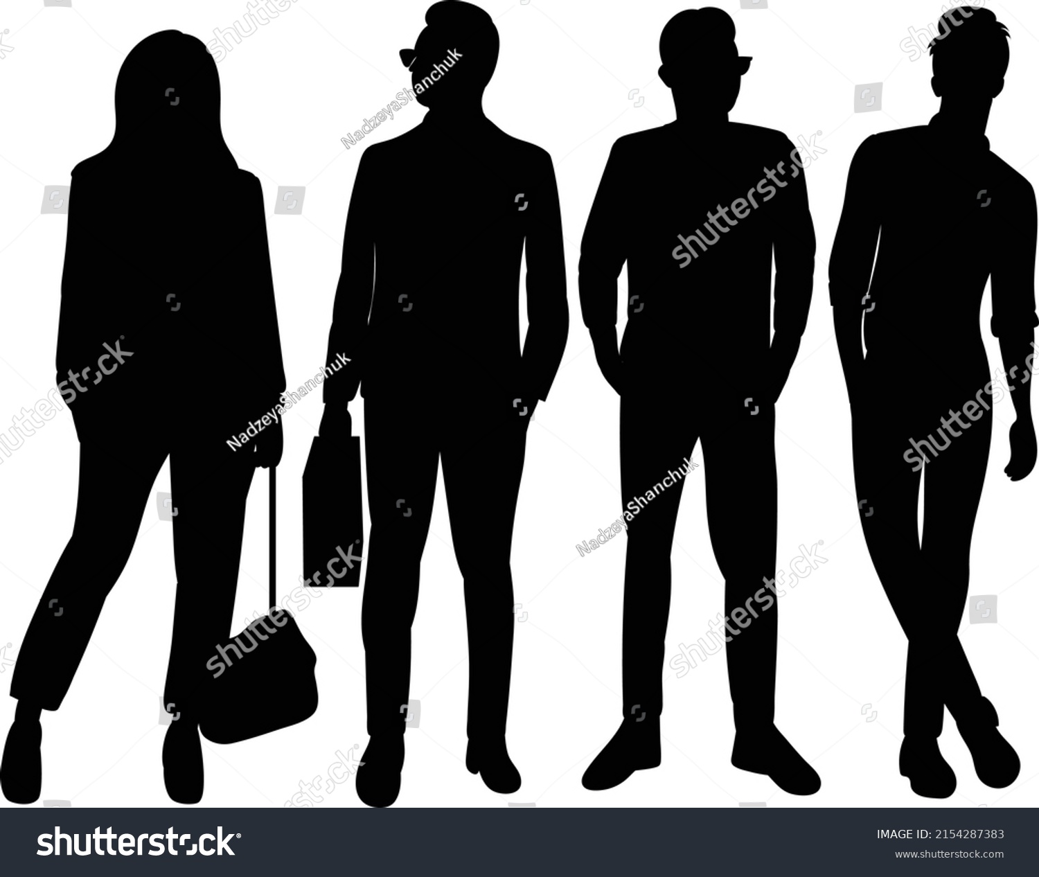 People Silhouette On White Background Isolated Stock Vector (Royalty ...