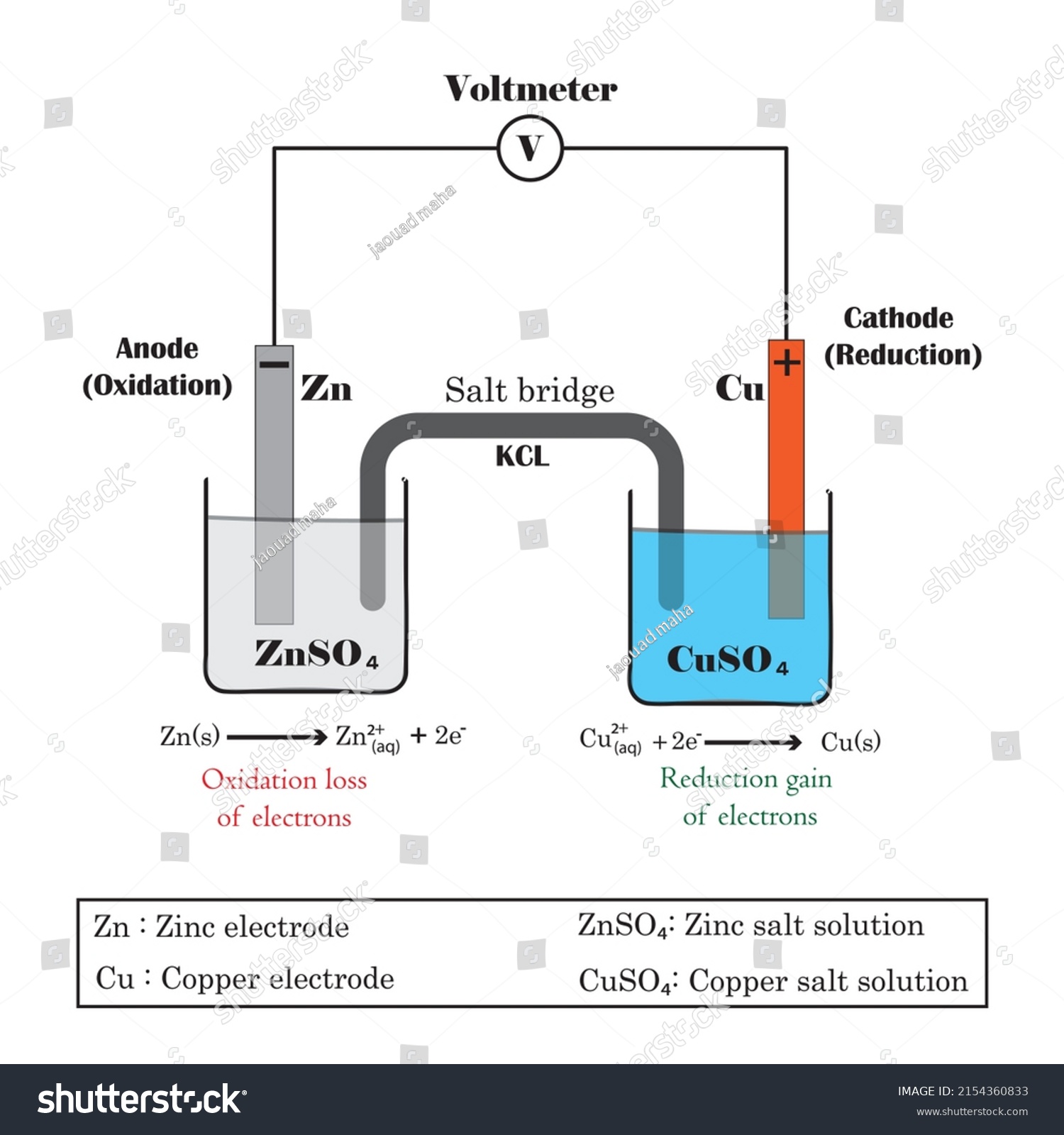 Diagram Electrochemical Cell Galvanic Cell Daniell: เวกเตอร์สต็อก (ปลอด