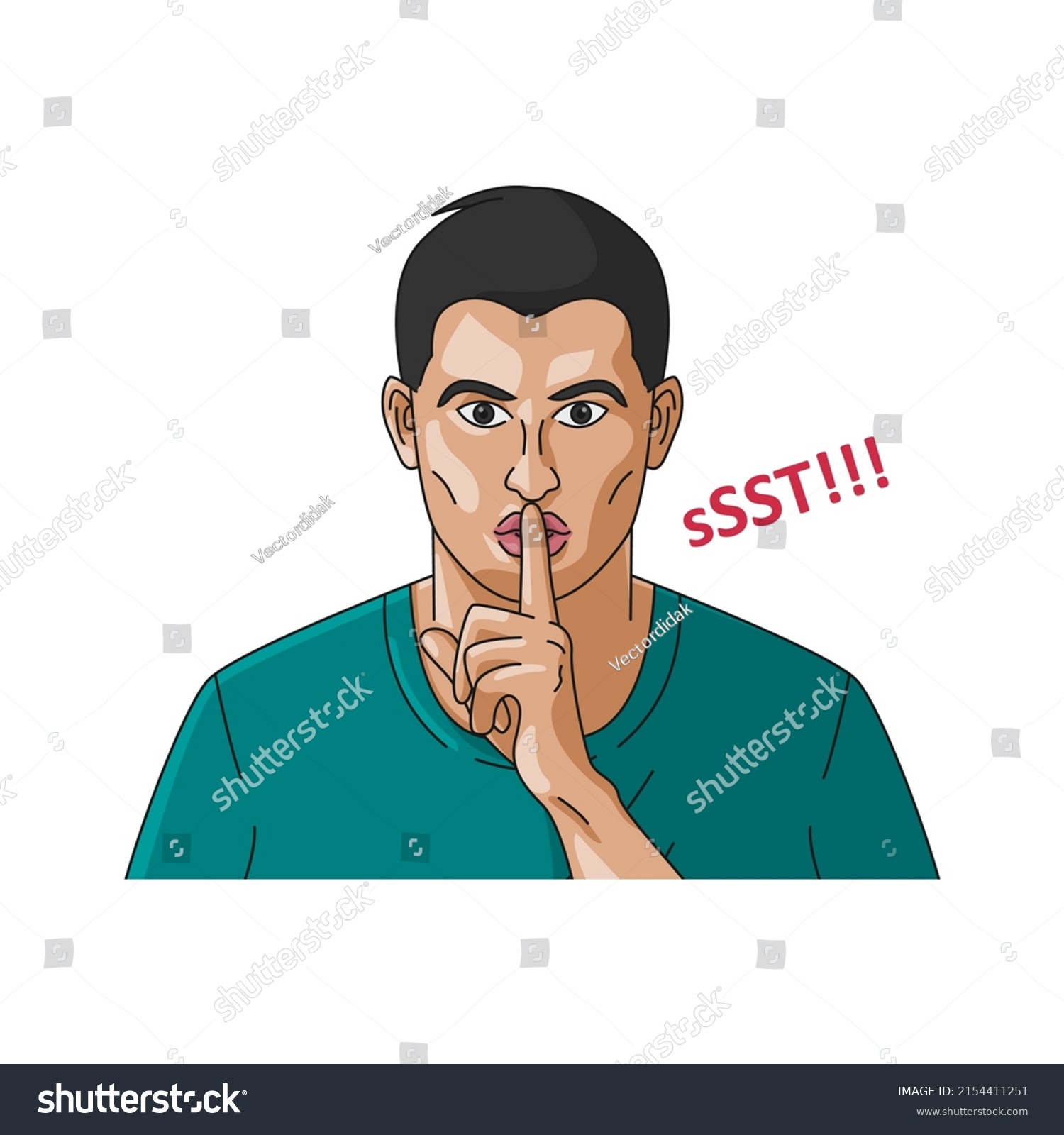 Shhh Ssst Man Making Silence Gesture Stock Vector (Royalty Free ...