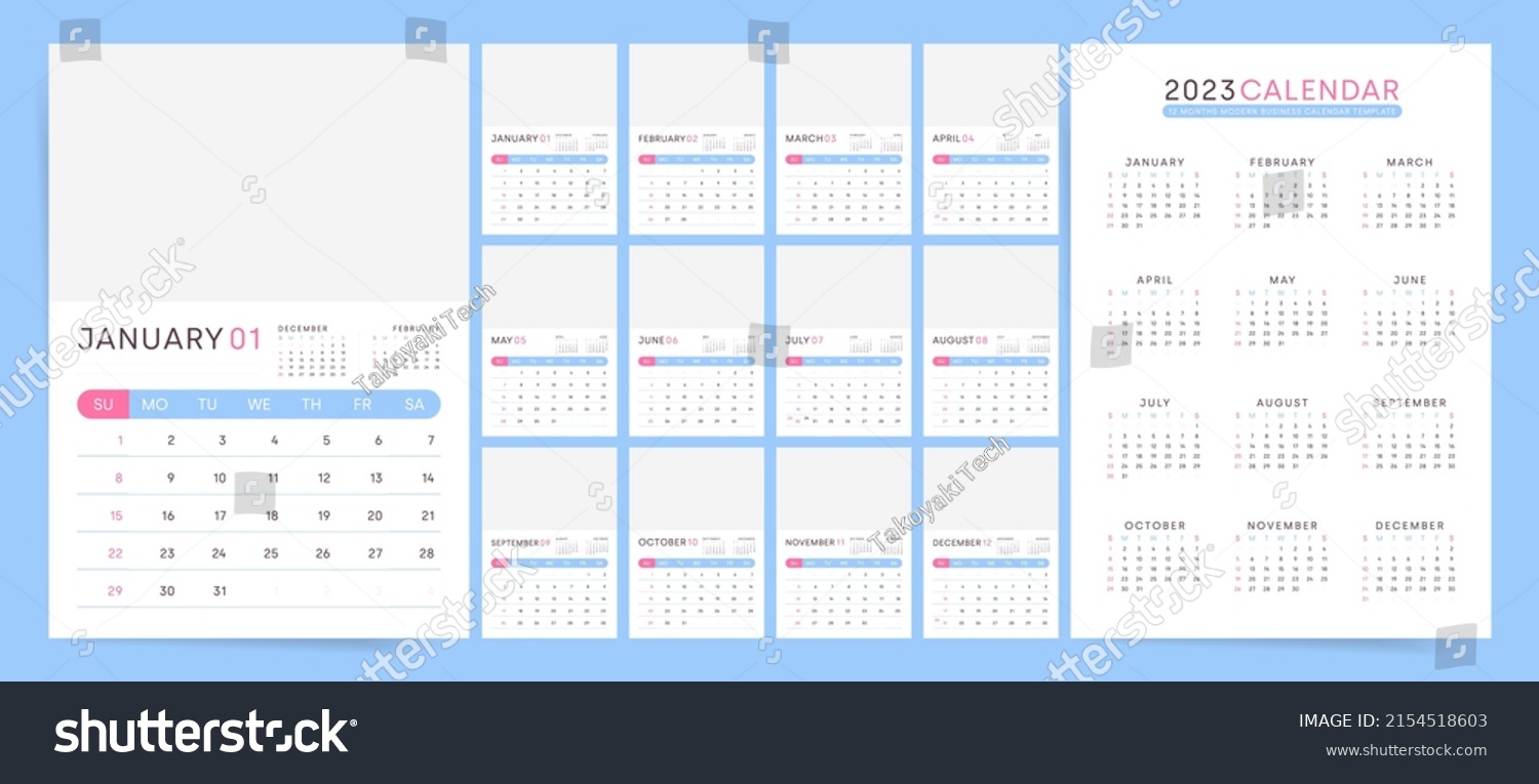 2023 Business Calendar Planner Template Place Stock Vector (Royalty 2023 Business Calendar Planner Template Place Stock Vector (Royalty