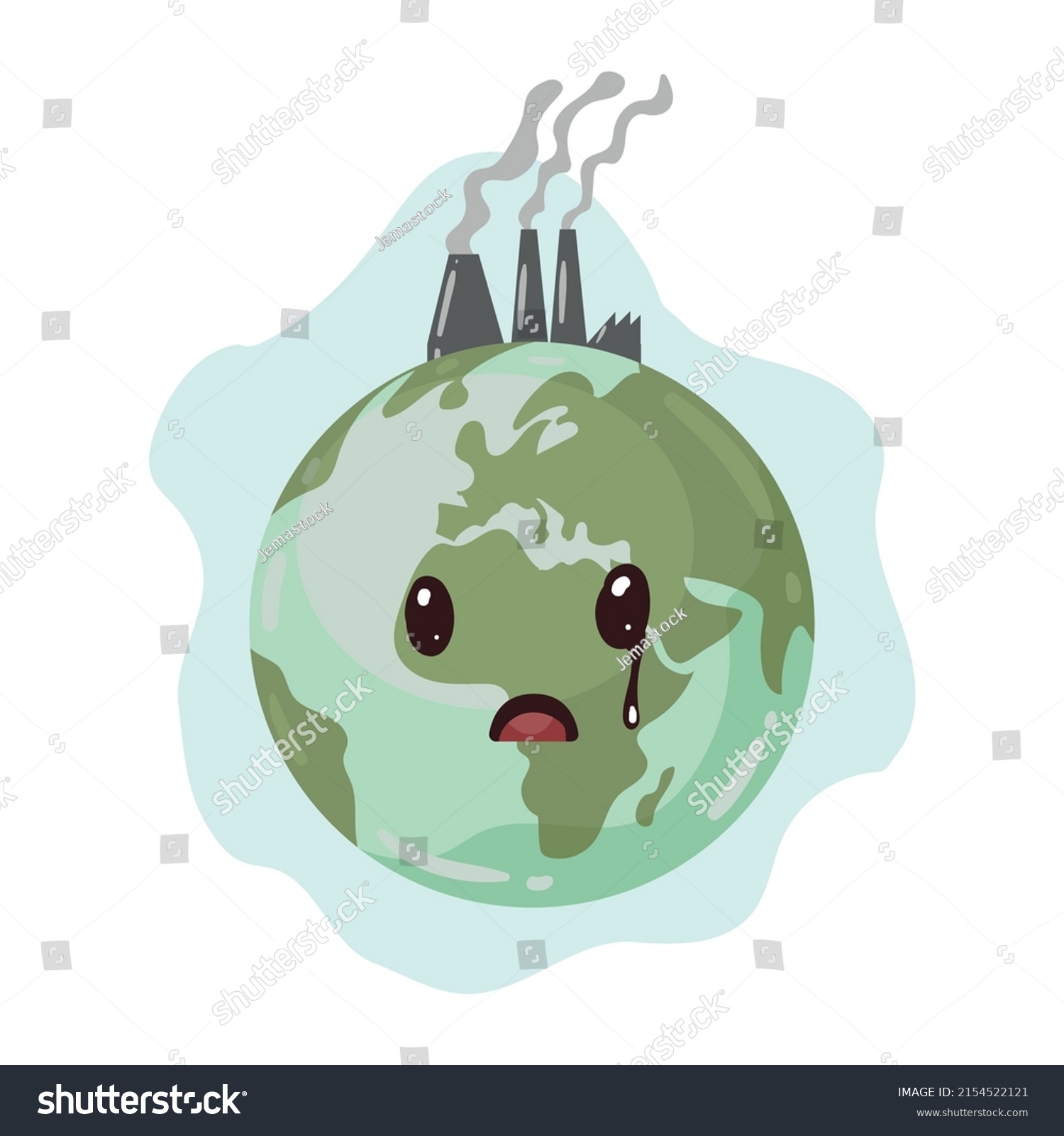 Sick Earth Pollution Factory Character Stock Vector (Royalty Free ...