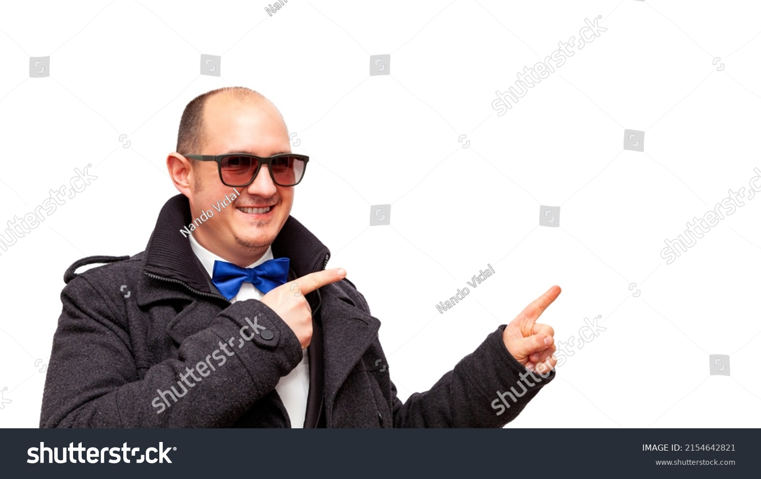 Smiling Bald Adult Caucasian Male Wearing Stock Photo 2154642821 ...