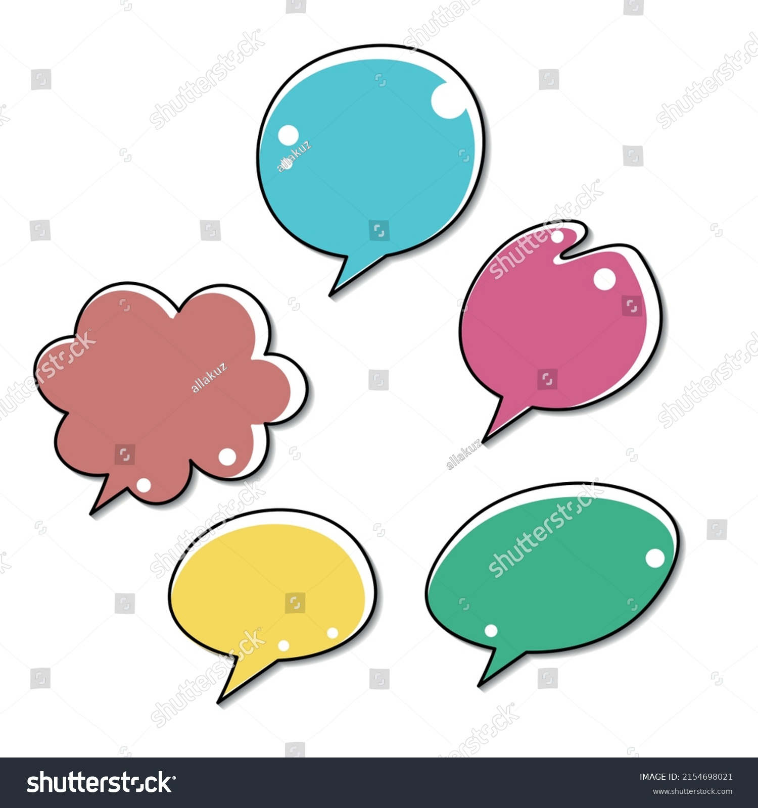 Set Color Speech Bubbles Cartoon Vector Stock Vector (Royalty Free ...