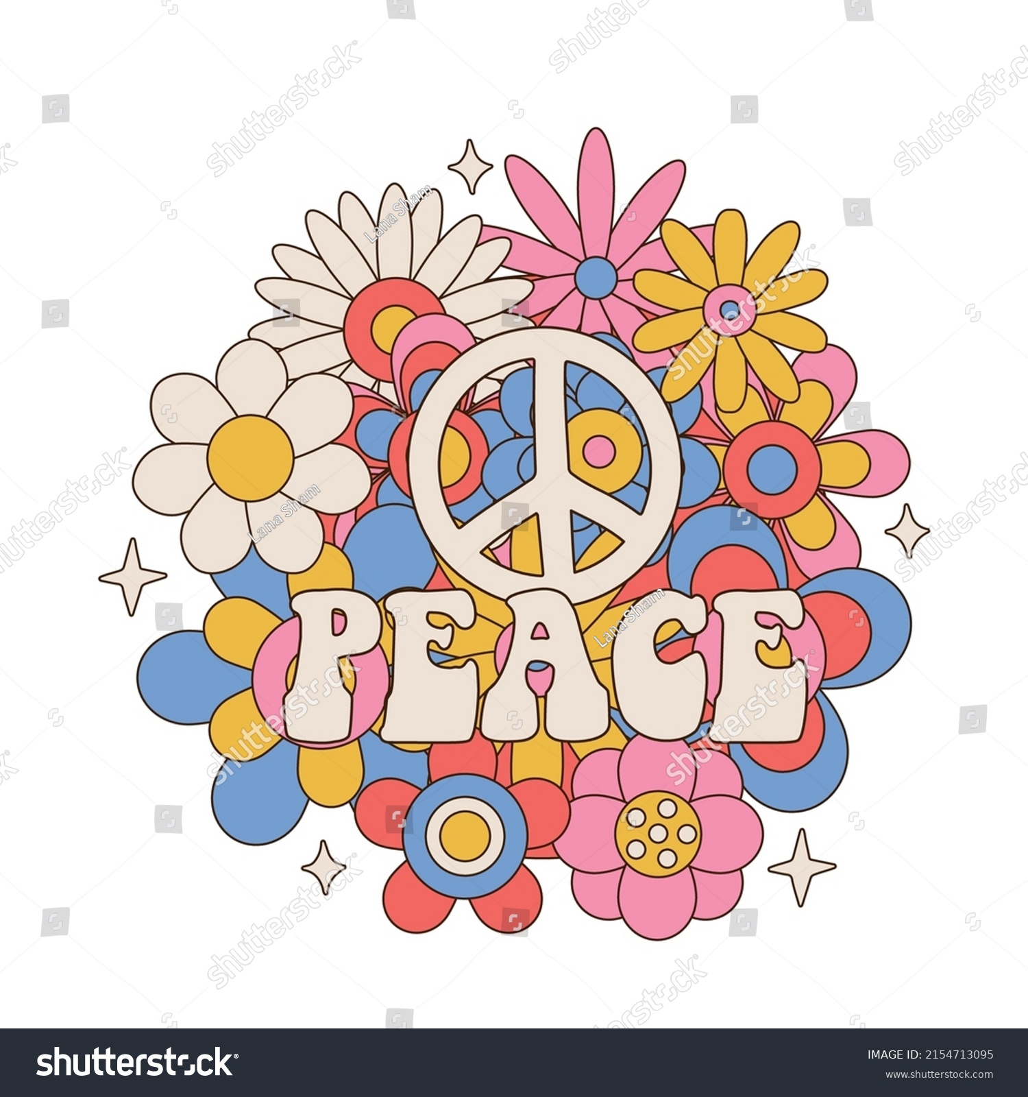 Peace Sign Word On Colorful Flowers Stock Vector (Royalty Free ...