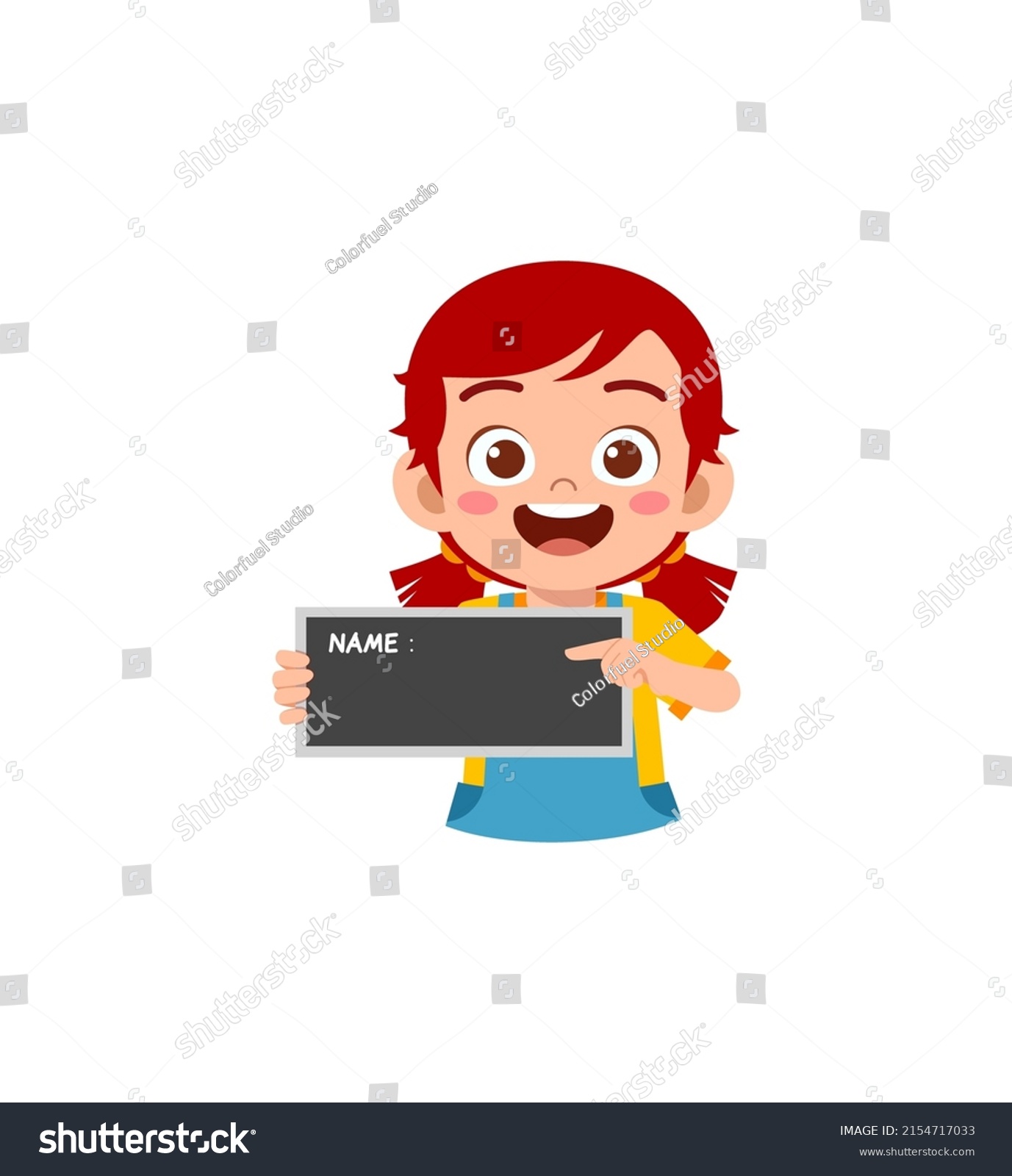 Little Kid Holding Name Tag Feel Stock Vector (Royalty Free) 2154717033 ...