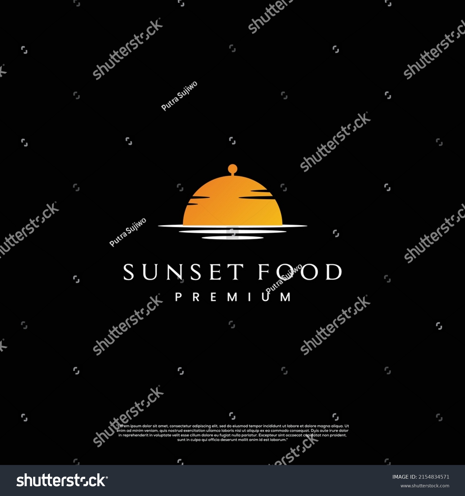 Silhouette Sunset Food Logo Design On Stock Vector (Royalty Free ...