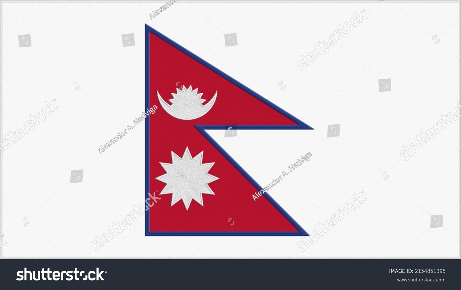 Nepal Embroidery Flag Nepali Emblem Stitched Stock Photo 2154851395 ...