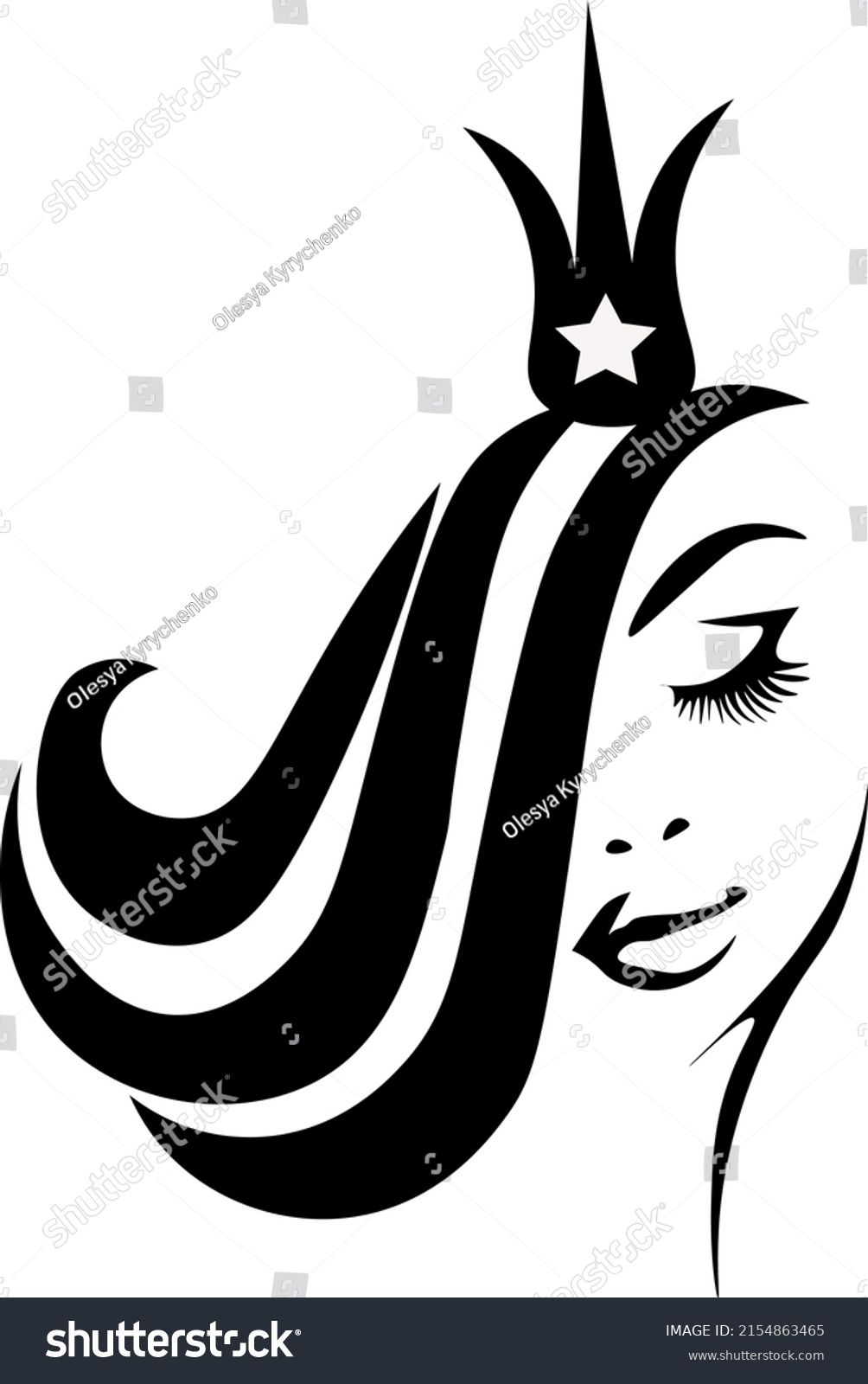 Beautiful Sexy Face Black Lips Fashion Stock Vector Royalty Free