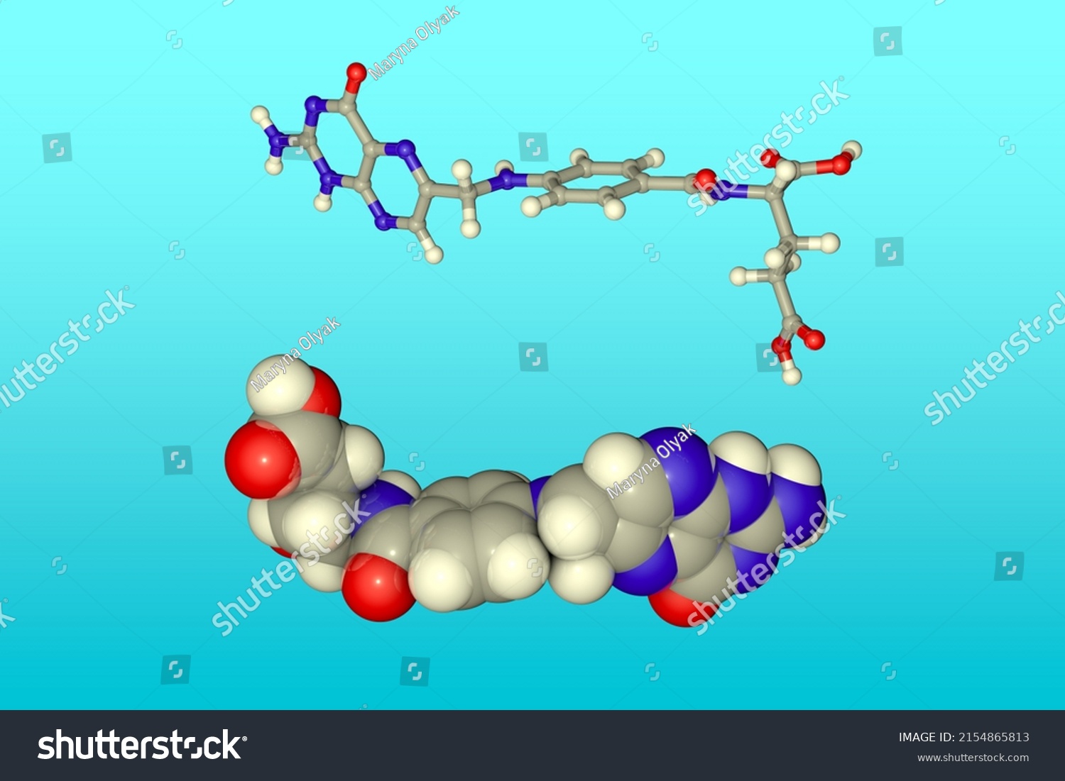 Folic Acid Vitamin B9 Molecular Model Stock Illustration 2154865813 ...