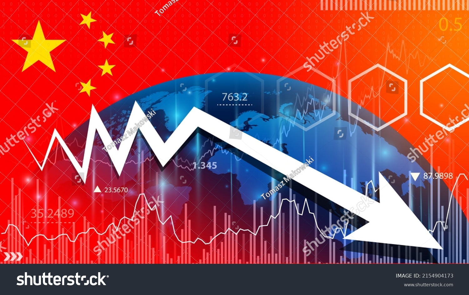 china-economic-growth-expected-slow-down-stock-illustration-2154904173