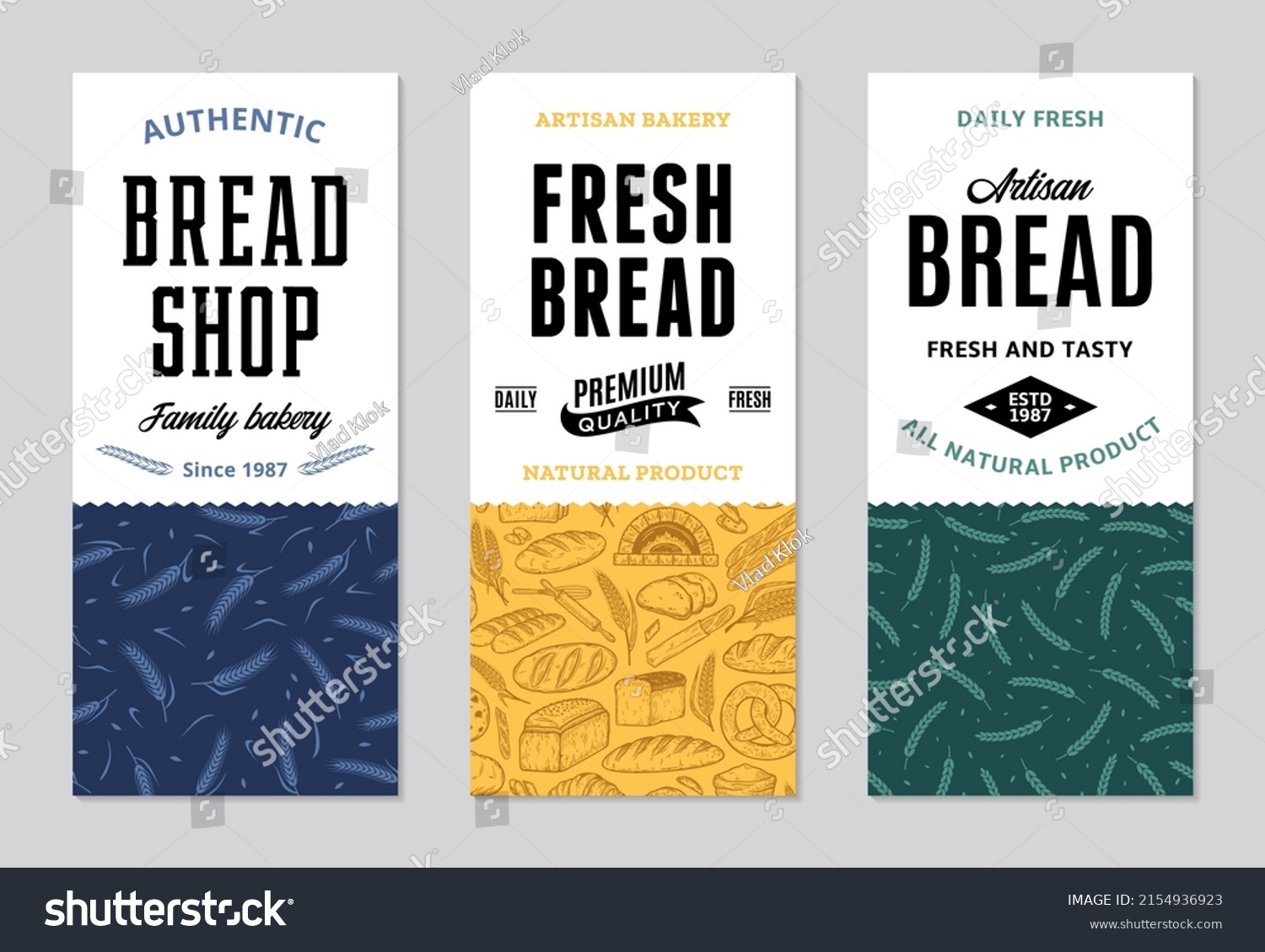 Bread Labels Modern Style Bread Packaging Stock Vector (Royalty Free