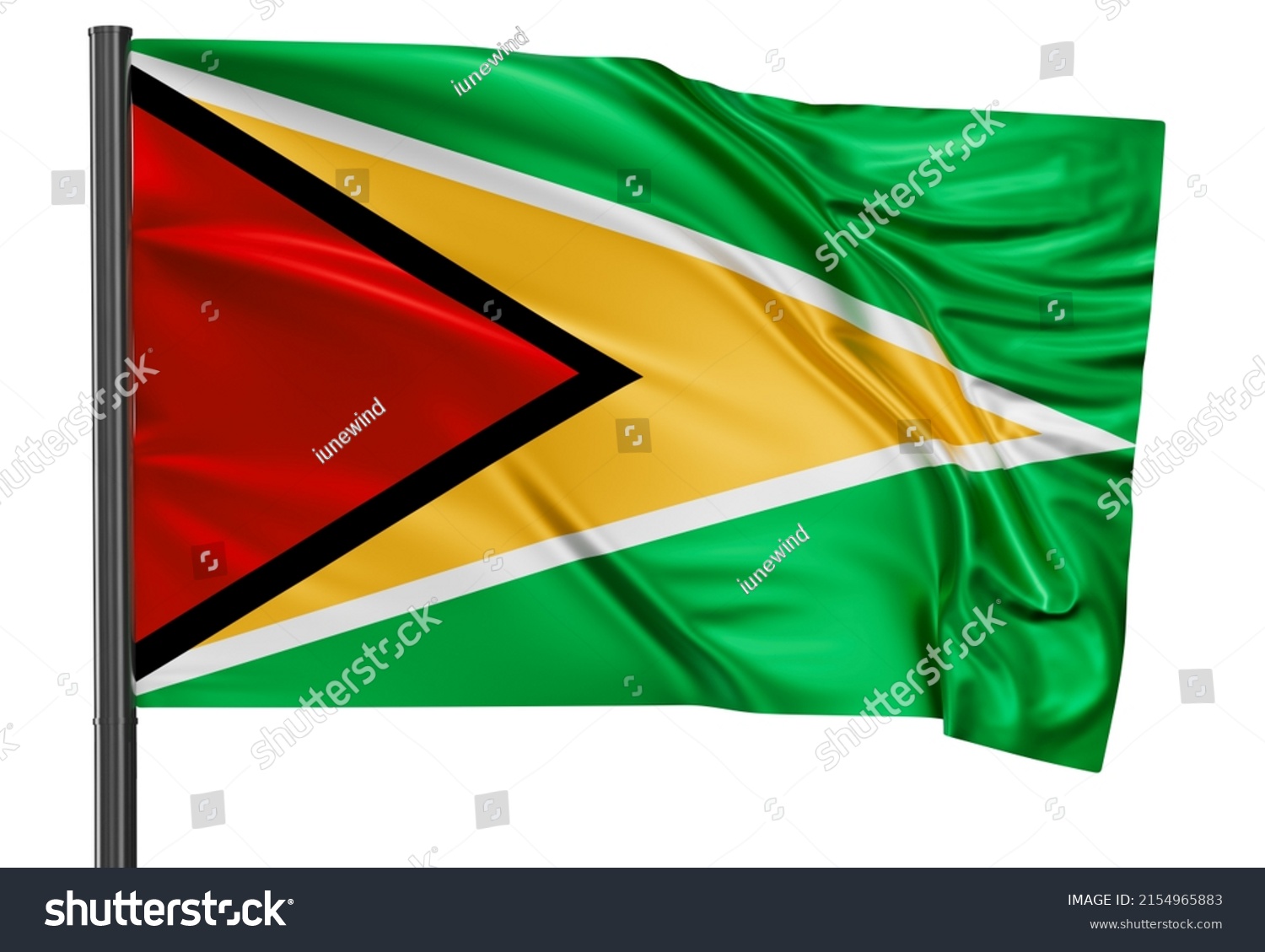 Guyana National Flag Waving Wind Isolated Stock Illustration 2154965883 ...