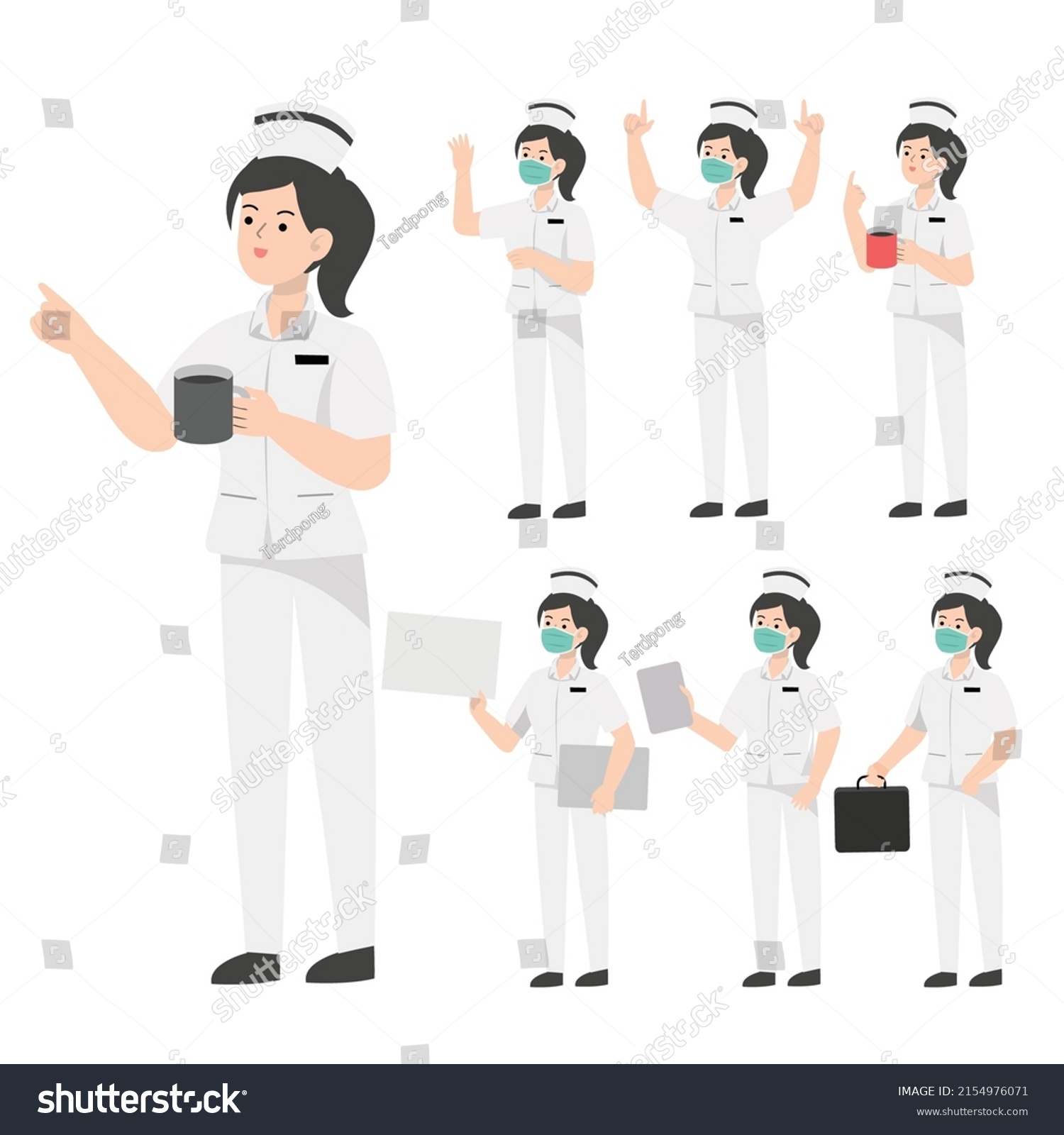 Thai Nurse Character Design Presenting Concept Stock Vector (Royalty ...