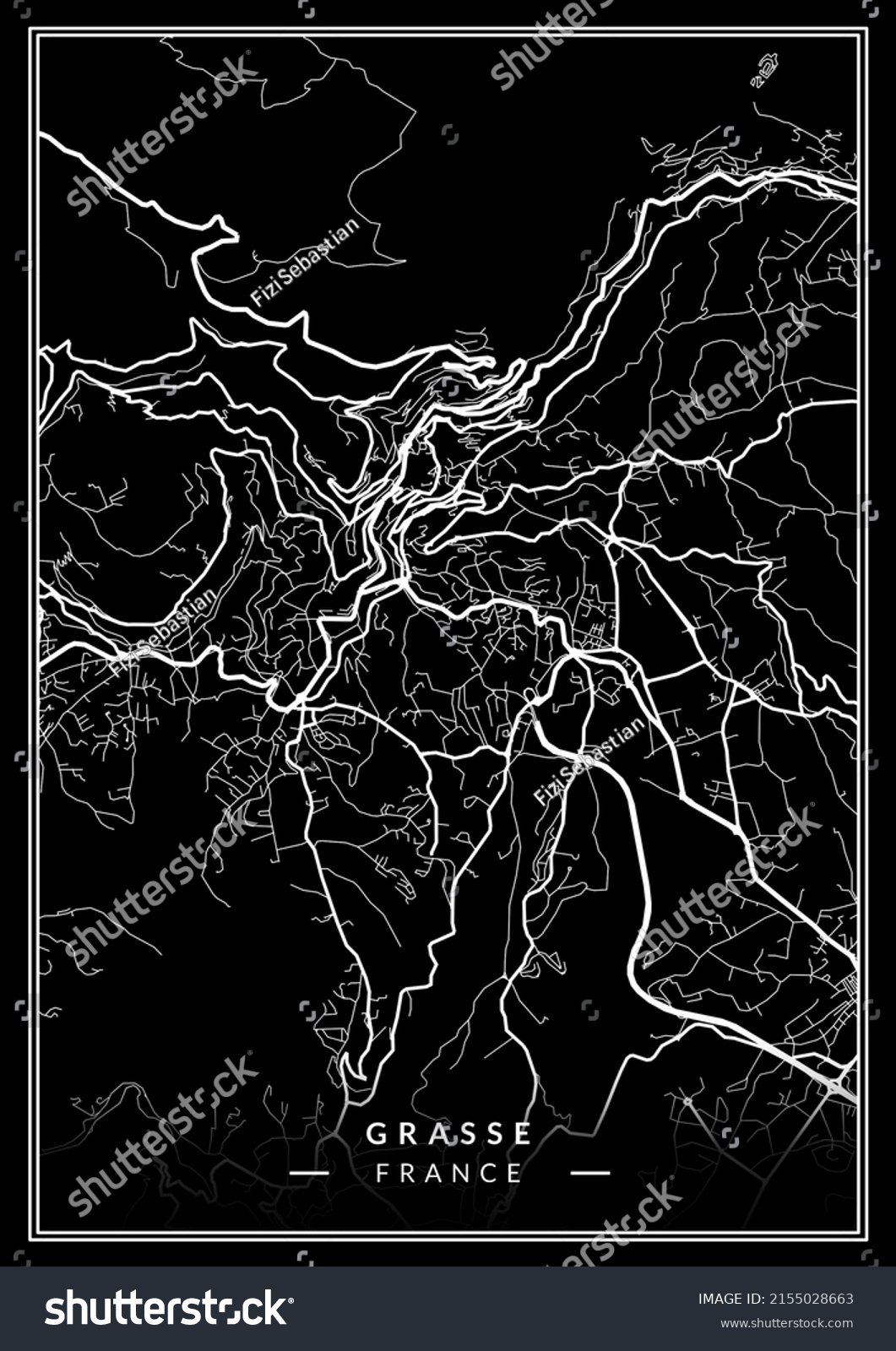 Grasse France City Map Black White Stock Illustration 2155028663 ...