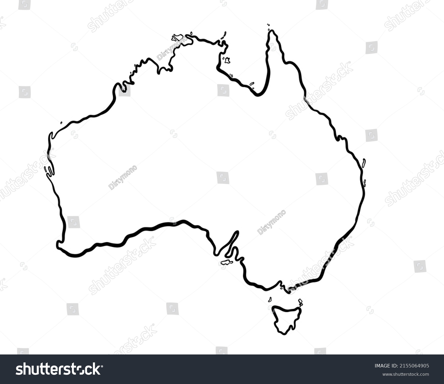 Australia Handdrawn Map Lllustration Stock Illustration 2155064905 ...