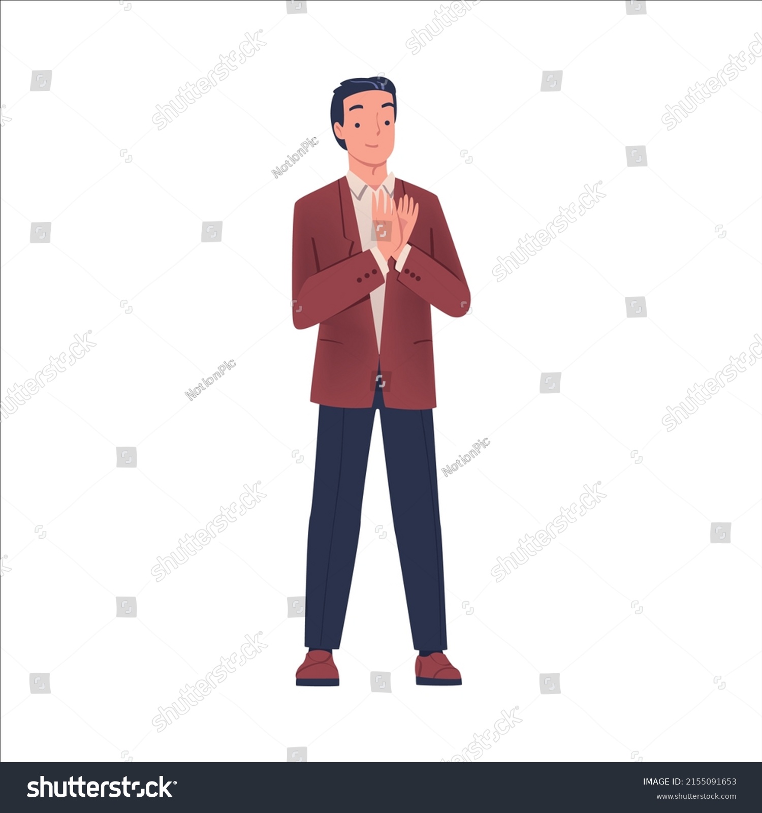 Man Character Standing Clapping His Hands Stock Vector (Royalty Free ...