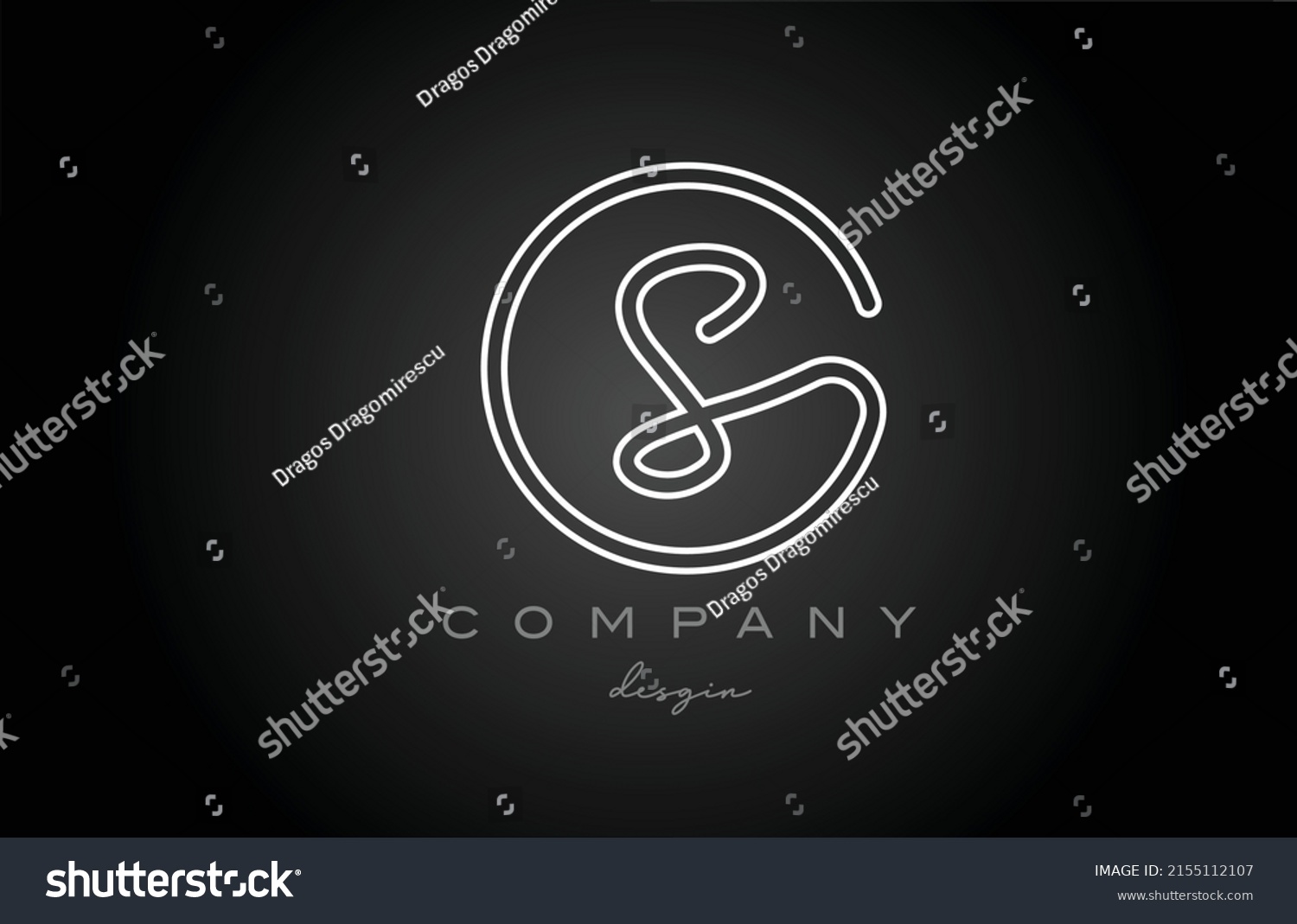 Black White Line S Alphabet Letter Stock Vector (Royalty Free